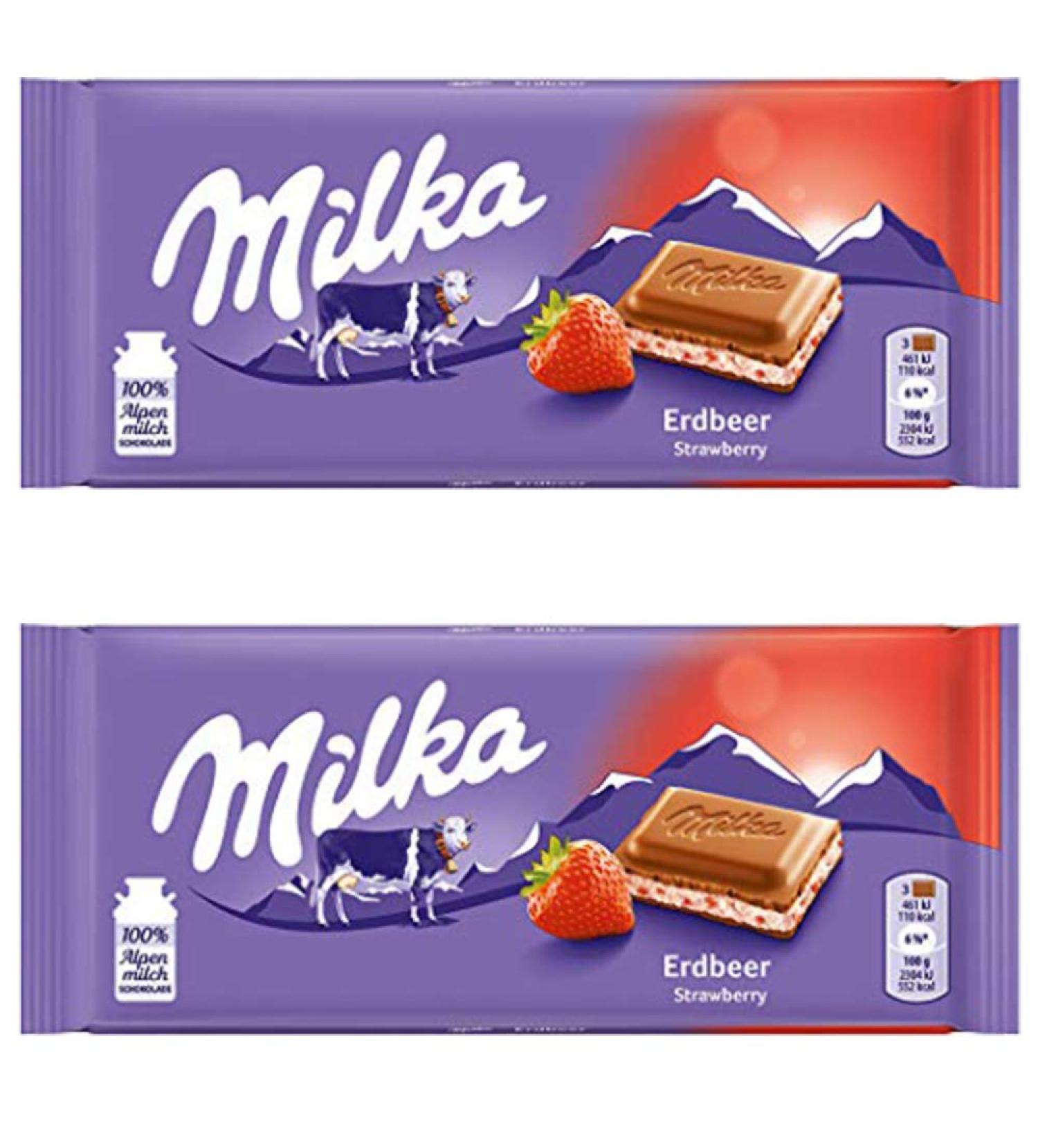  Milka Milka Chocolate with Strawberry Yogurt 2 x 100g - Buy Online on GoSupps.com