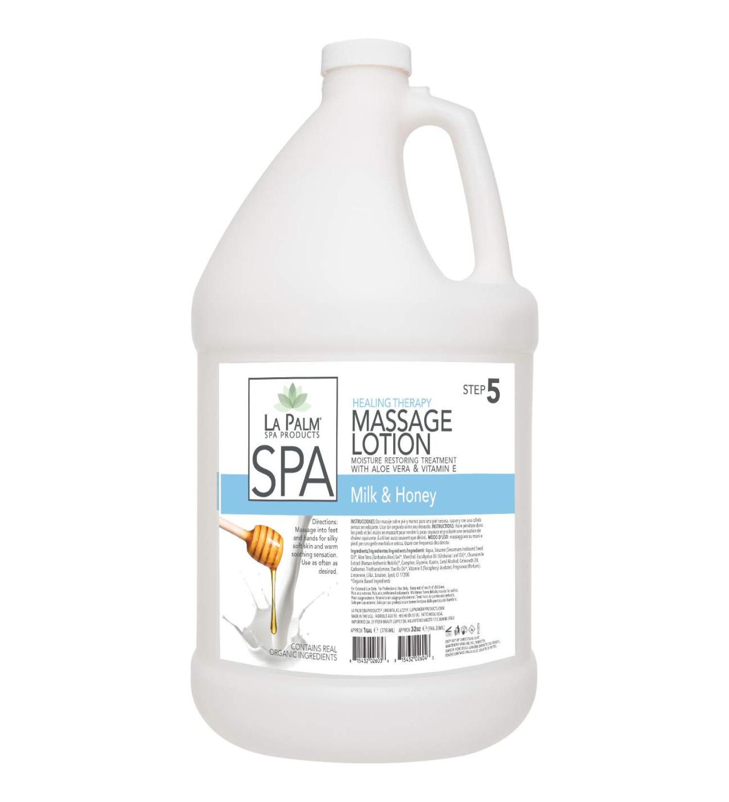 La Palm Spa Healing Therapy Massage Lotion Vitamin Milk & Honey Moisture Restoring Treatment 1 Gallon