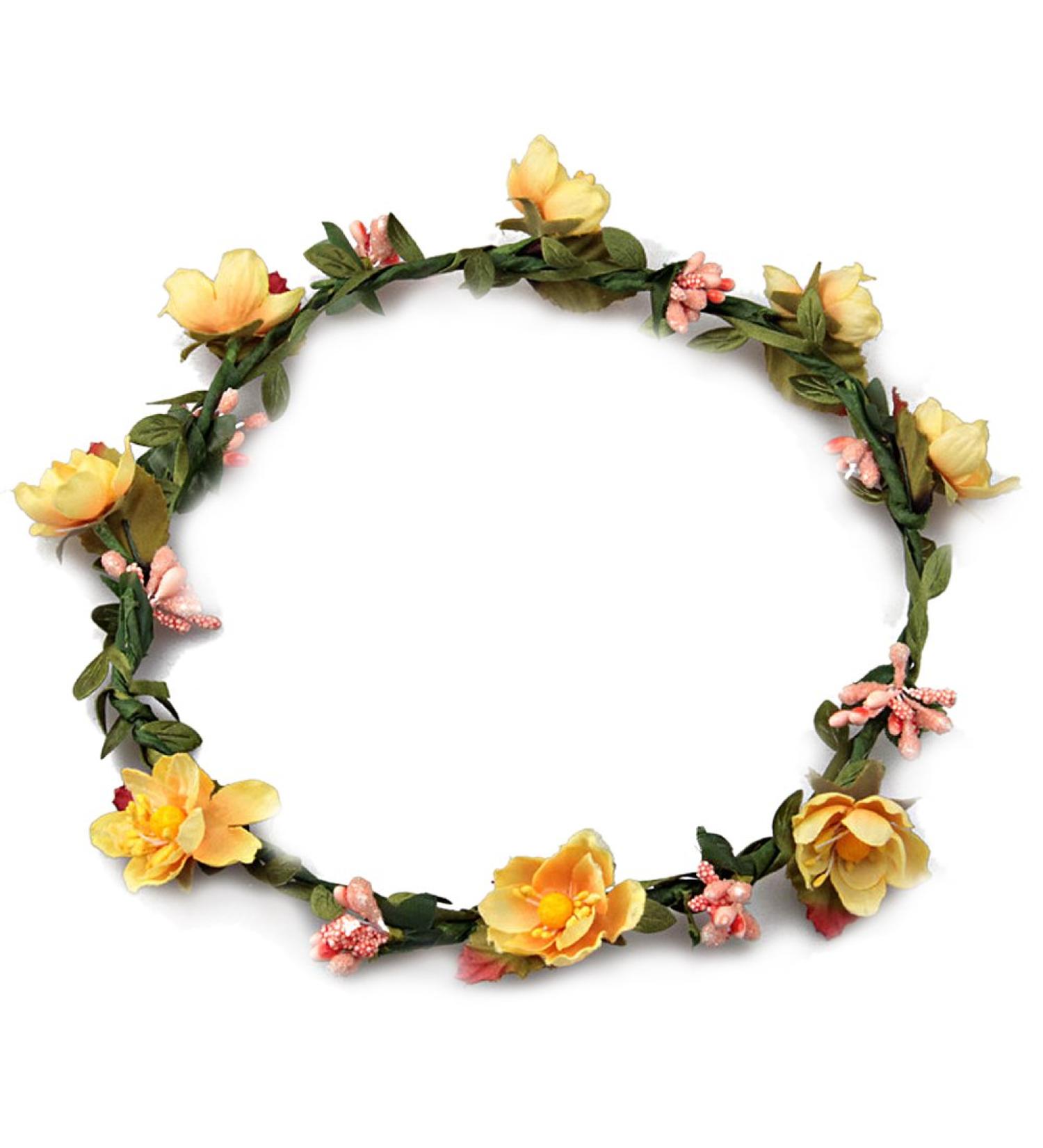 Butterms Women Girls Flower Headband Hairband Headband Crown Boho Blumenhaar Decoration For Garland Wedding Festival Party Travel (yellow)