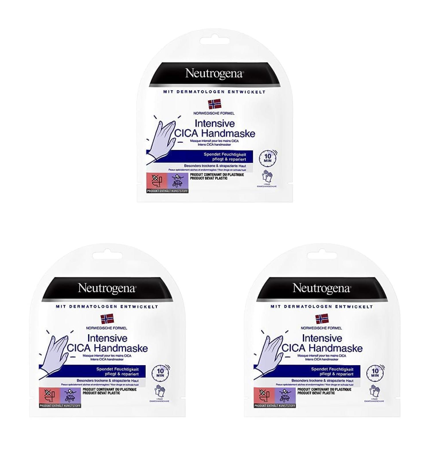 Neutrogena Intensive CICA Hand Mask - 3 Pairs of Disposable Gloves & Hand Cream for Extra Dry Hands - International Shipping Available - Buy Online on GoSupps.com