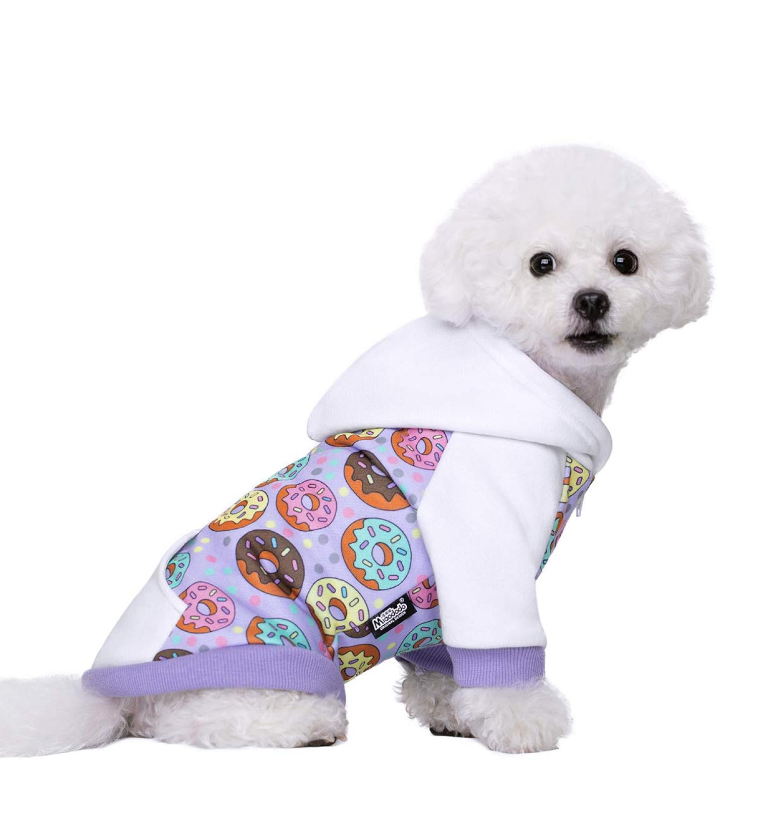 Miaododo XL Violet Dog Hooded Sweater - Warm Chihuahua Clothing for Small & Medium Pets - Stylish Pet Apparel with Real Bag - Buy Online on GoSupps.com