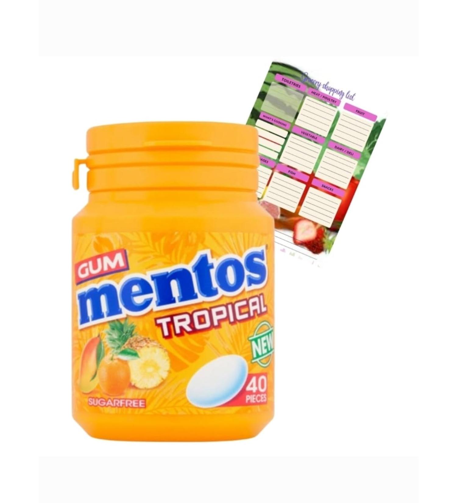 Mentos Sugar Free Chewing Gum Pure Fresh Tropical Bottle 40 Gum Pieces Per Bottle (Pack Of 8) + Complimentary Shopping List - Buy Online on GoSupps.com