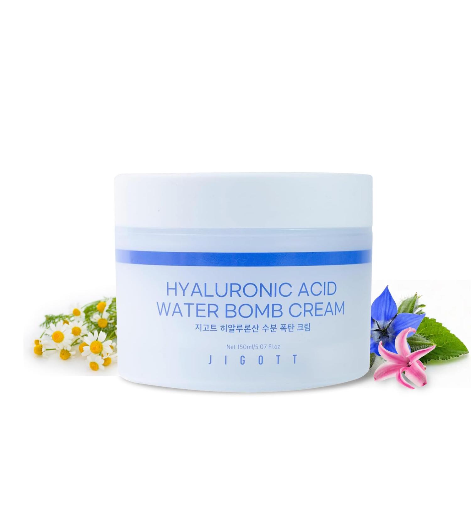 Jigott Hyaluronic Acid Water Bomb Cream Net 150ml/5.1 fl.oz - Refreshing and Moisturizing Without Any Stickiness (Hyaluronic Acid) - Buy Online on GoSupps.com