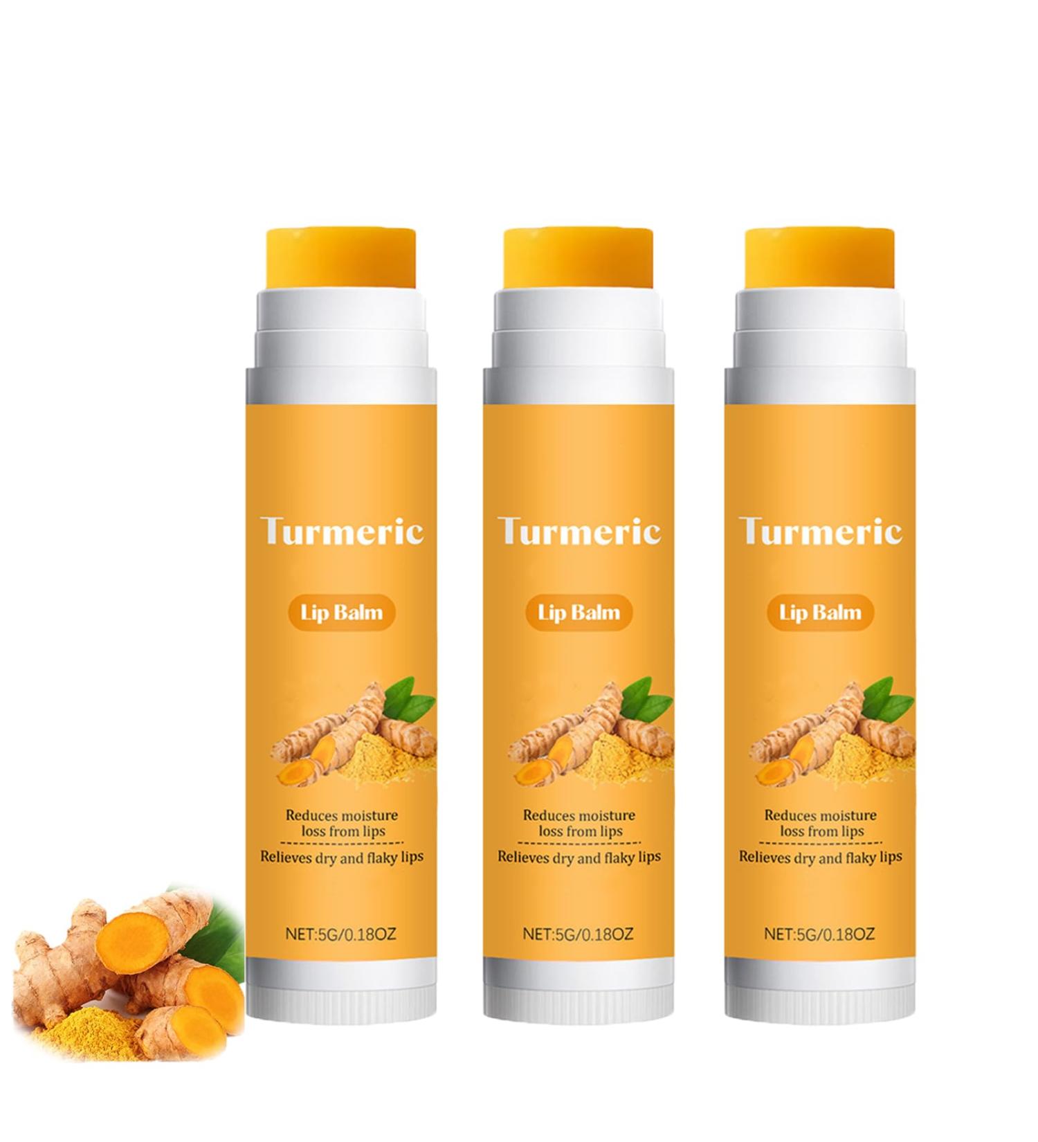 homomdy Lip balm with turmeric and lemon moisturizing and nourishing to soften dry and cracked lips brightening for dull lips reduces fine lines increases elasticity 3pcs - Buy Online on GoSupps.com