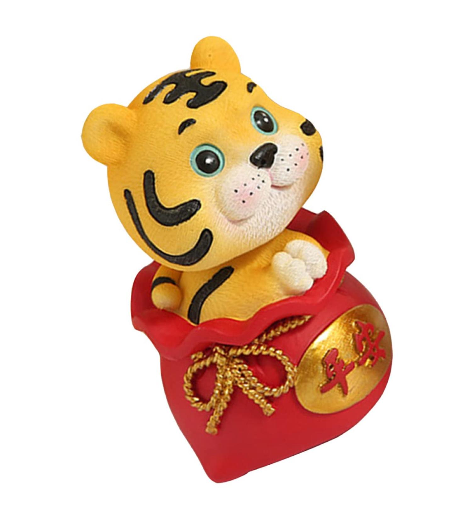 Beavorty 1Pc year of the tiger bobble head ornament home accents decor christmas toys christmas decor 2022 Zodiac Tiger Miniature Resin Decoration chinese zodiac animals figures Desk Decor Red 6X6X9.5CM - Buy Online on GoSupps.com