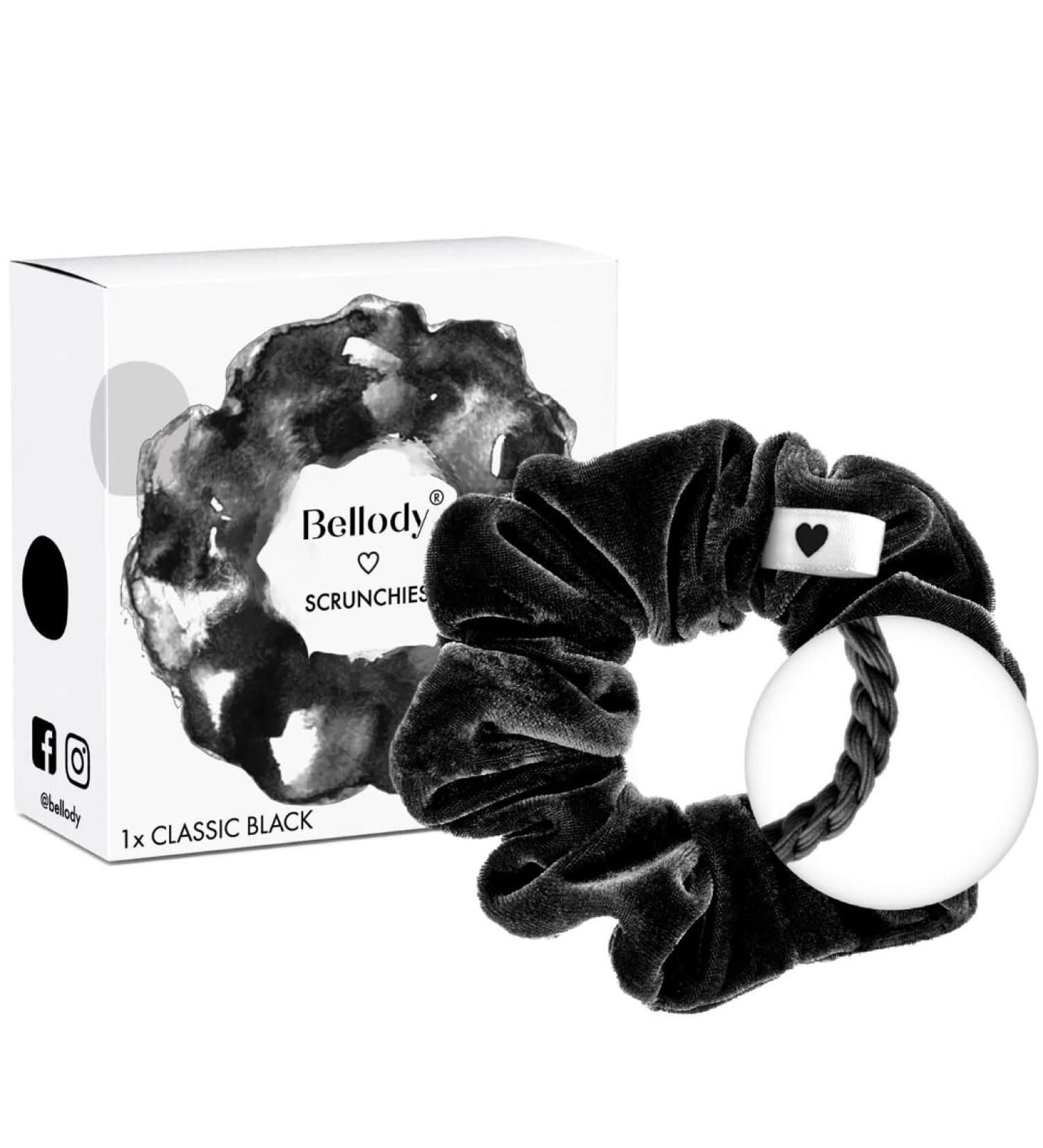 Buy Bellody Velvet Scrunchies - Soft Strong Hold Hair Tie in Classic Black - Exclusive Colors Available for International Shipping - Buy Online on GoSupps.com