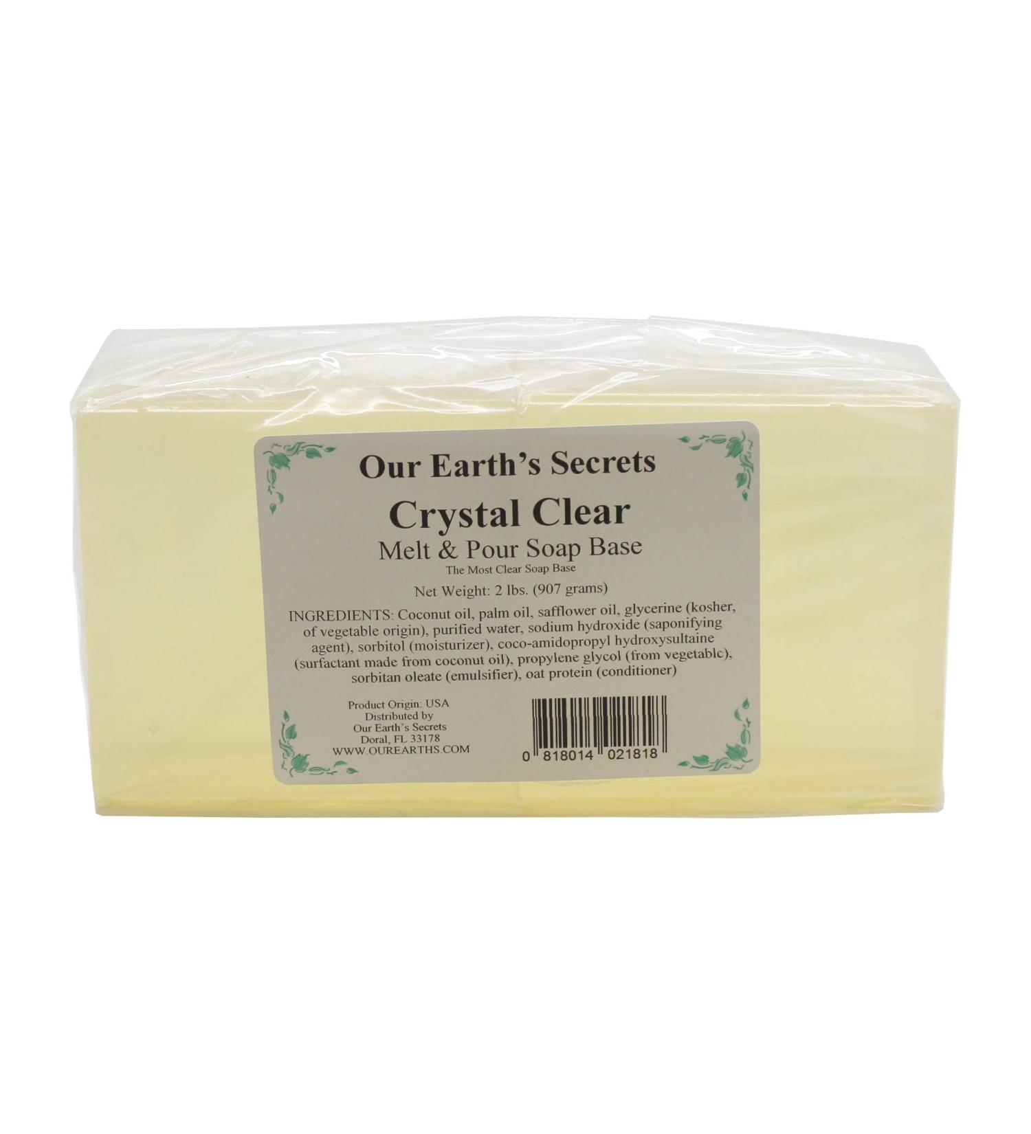 Our Earth's Secrets - 2 Lbs Melt and Pour Soap Base - Crystal Clear Glycerin