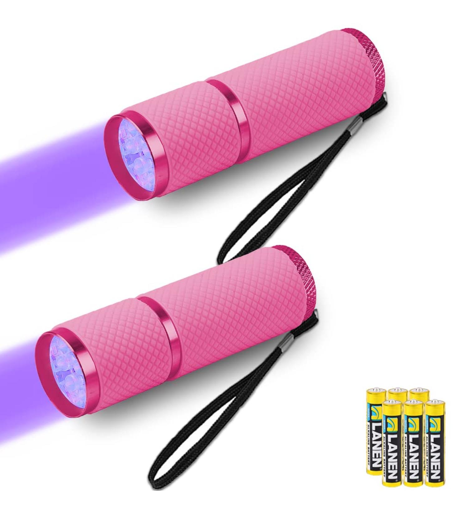 Leagy Mini UV Flashlight 2-Pack - 9 LEDs Pet Urine Detector & More - Ideal for Dog/Cat Stains Bed Bugs and Falsification Detection (Pink) - Buy Online on GoSupps.com
