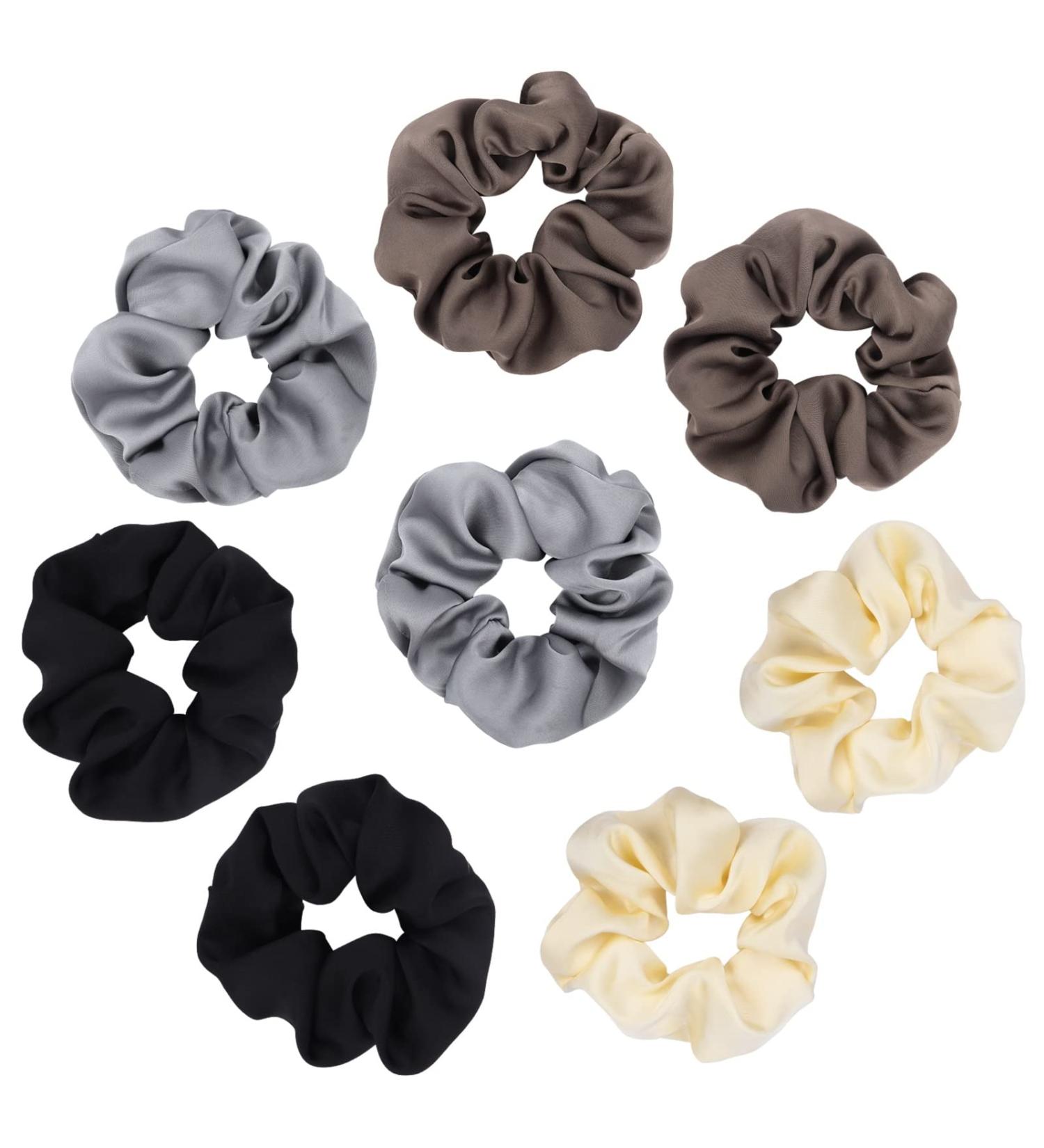 Boogift Premium Satin Hair Scrunchies 8PCS - Silk Hair Ties for Women - Thickening Scrunchie Set - Elastic Hair Bands - Dark Color Gift Set - Buy Online on GoSupps.com