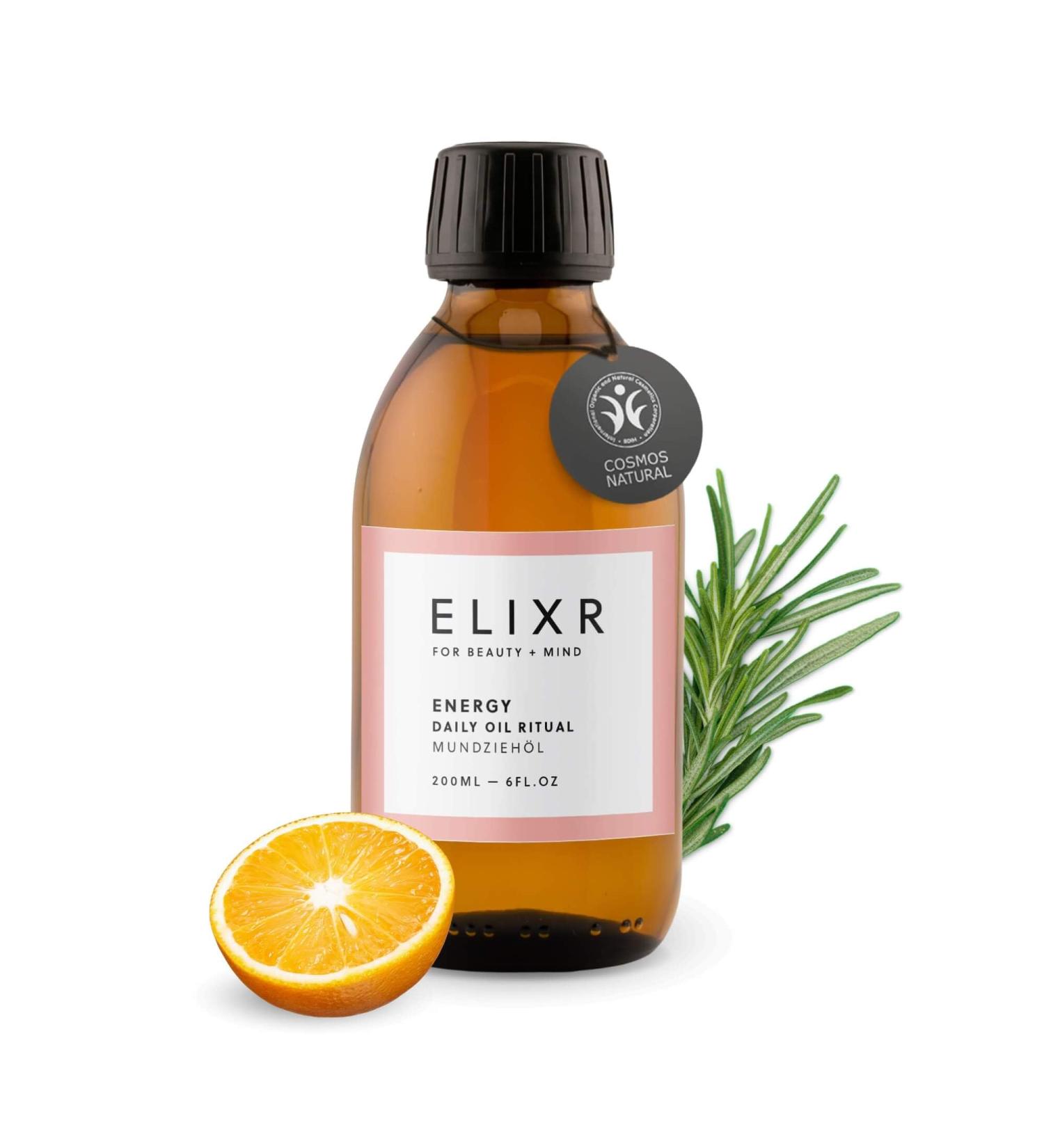 ELIXR Ayurvedic Energy Mouthwash - Natural Ginger Orange & Rosemary Oil - Certified German Cosmetics (200ml) - Buy Online on GoSupps.com