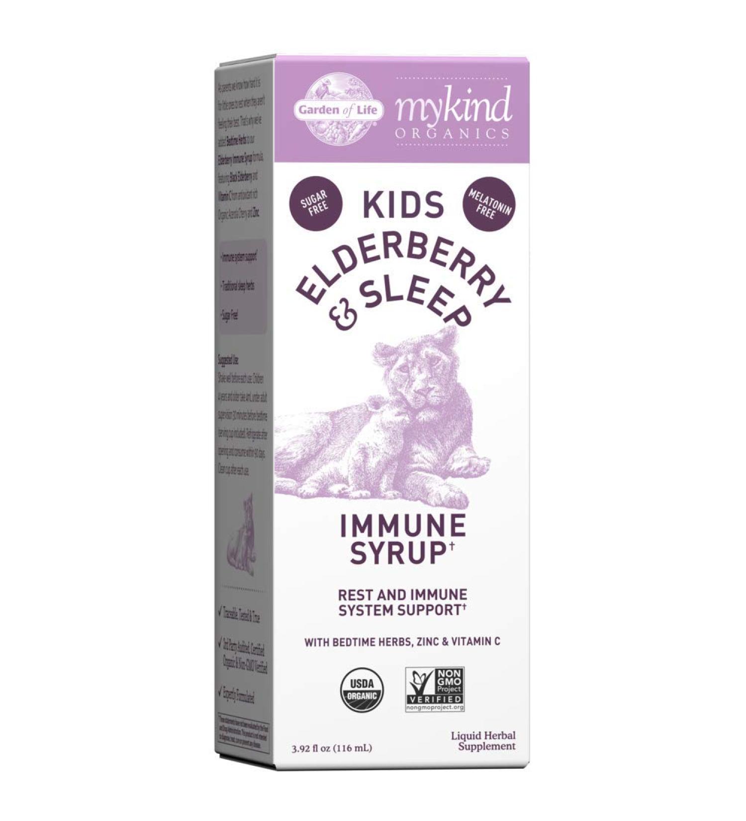 Garden of Life Mykind Organics Kids Elderberry Syrup with Zinc & Vitamin C - Sleep & Immune Support 3.92 fl oz - Buy Online on GoSupps.com