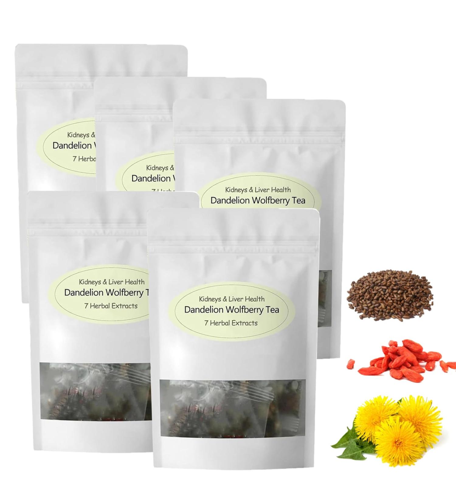 GodbTG Dandelion Wolfberry Tea Seven Natural Herbal Ingredients Organic Dandelion Root and Goji Berries Chrysanthemum 5 Packets 5 Bag - Buy Online on GoSupps.com