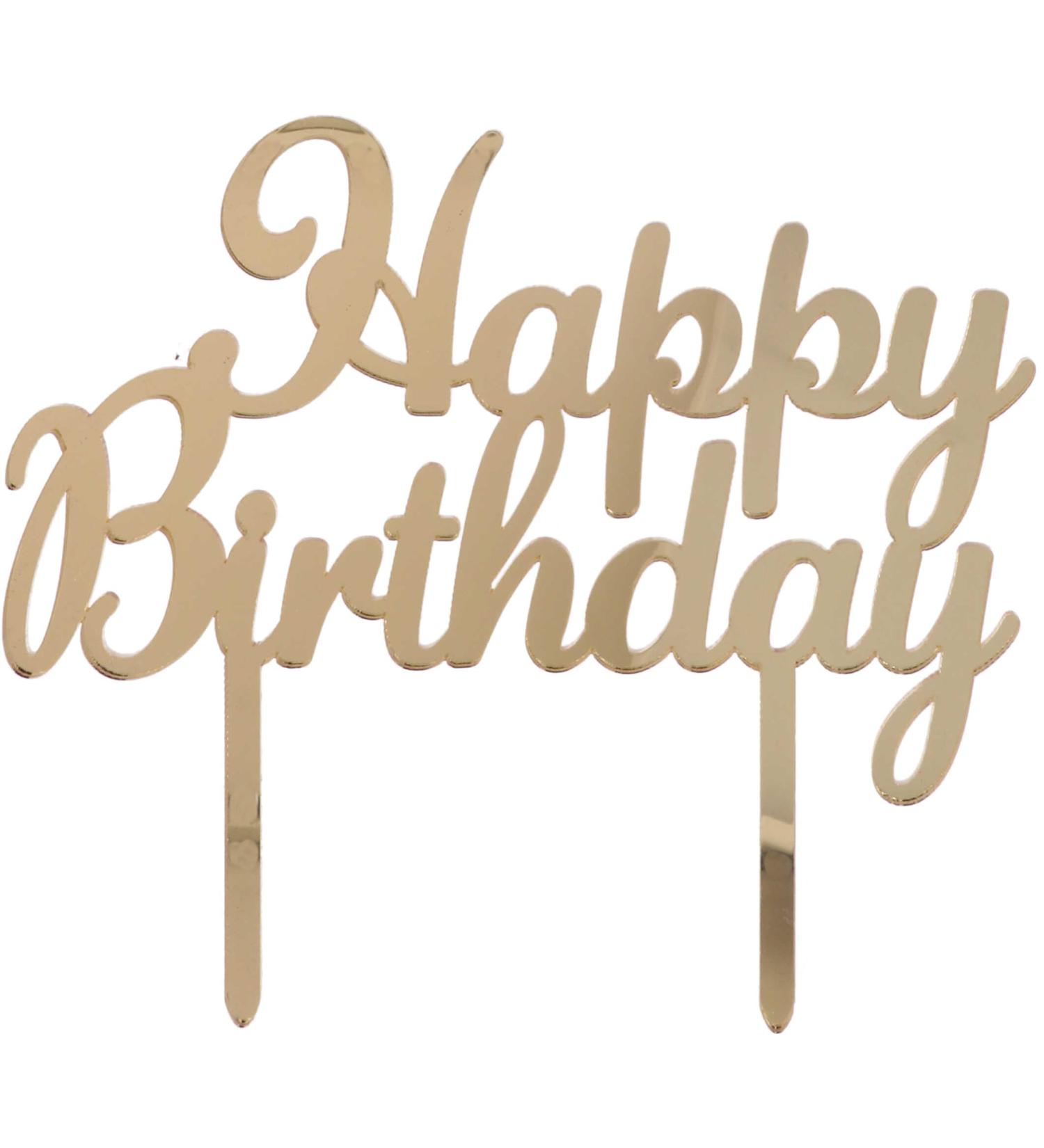 Cake Topper Happy Birthday Plex Gold