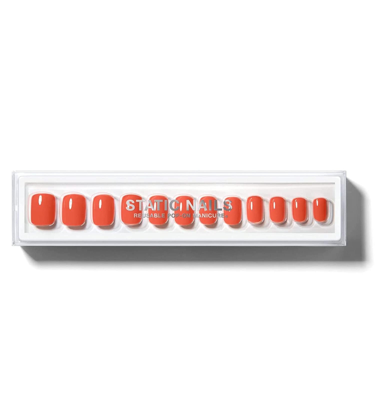 Static Nails Reusable Pop-On Manicure Set - Sunset Somewhere Square | Non-Damaging Glue-On Nails with Static Nail Glue | Fake Acrylic Press On Nails - Buy Online on GoSupps.com