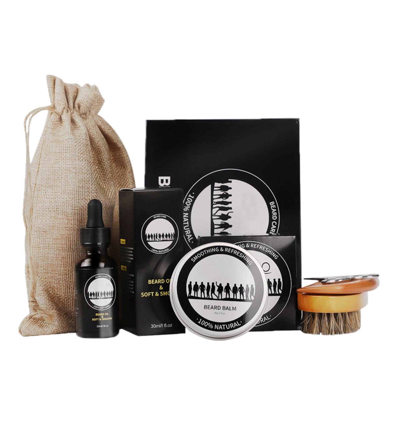 Beard Growth Kit 5-in-1 Grooming Set for Men - Includes Oil, Balm, Comb, Scissors, and Brush - Beard Care & Shaving Essentials - Christmas Gifts for Men - Buy Online on GoSupps.com