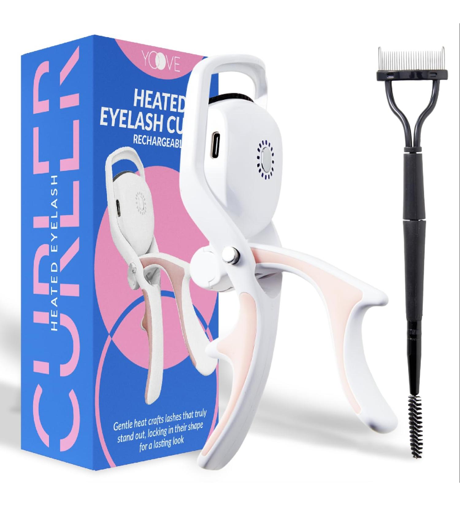 YOOVE Heated Eyelash Curlers - Rechargeable 3 Heating Modes & 2-in-1 Comb for Long-Lasting Curls | Effortless Electric Styling Anywhere - Buy Online on GoSupps.com