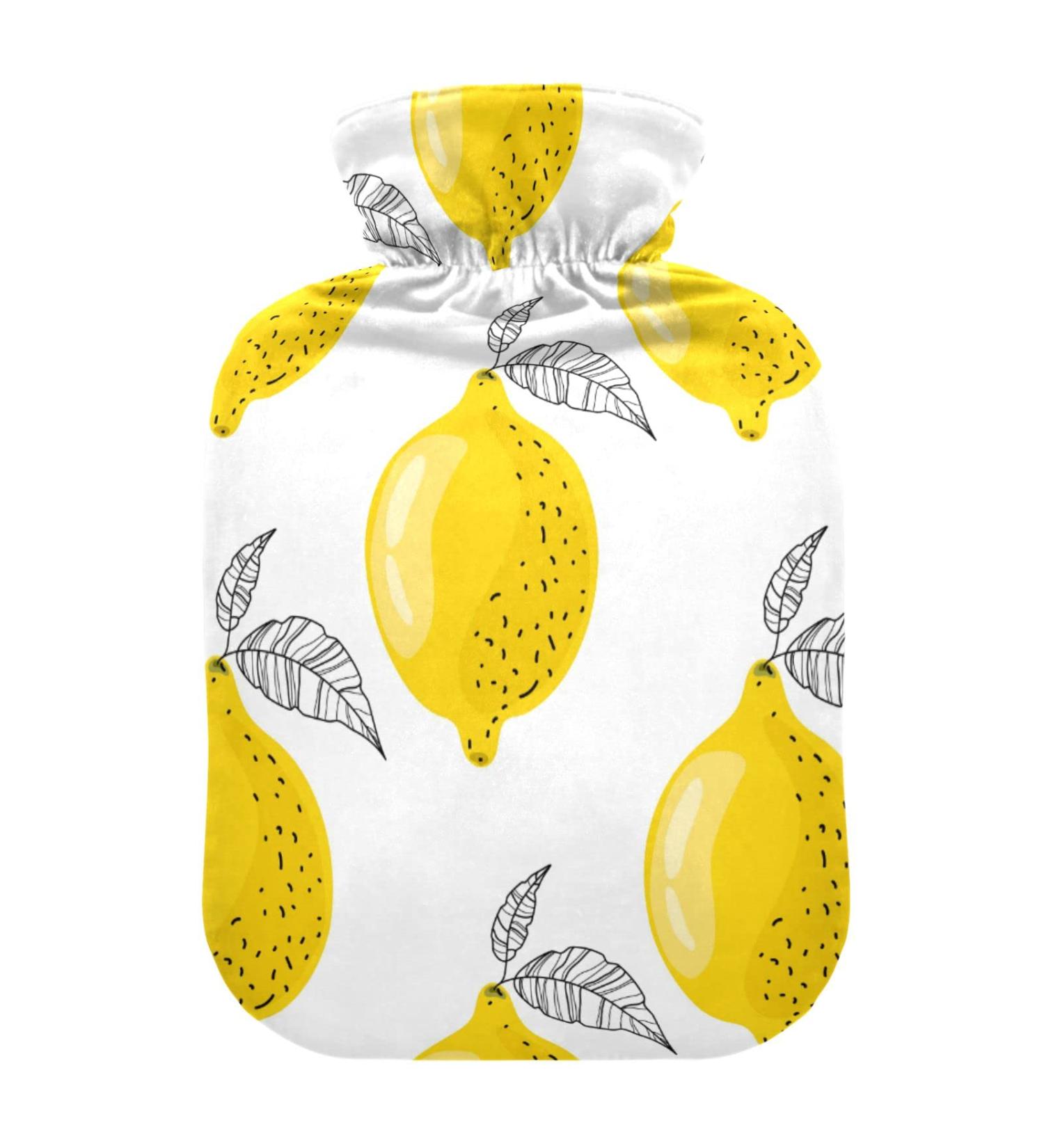 Buy 2L Heat Bottle Durable Handwarmer for Neck Pain Relief & Cramps | Yellow Lemon Leaf Patterns | International Shipping - Buy Online on GoSupps.com