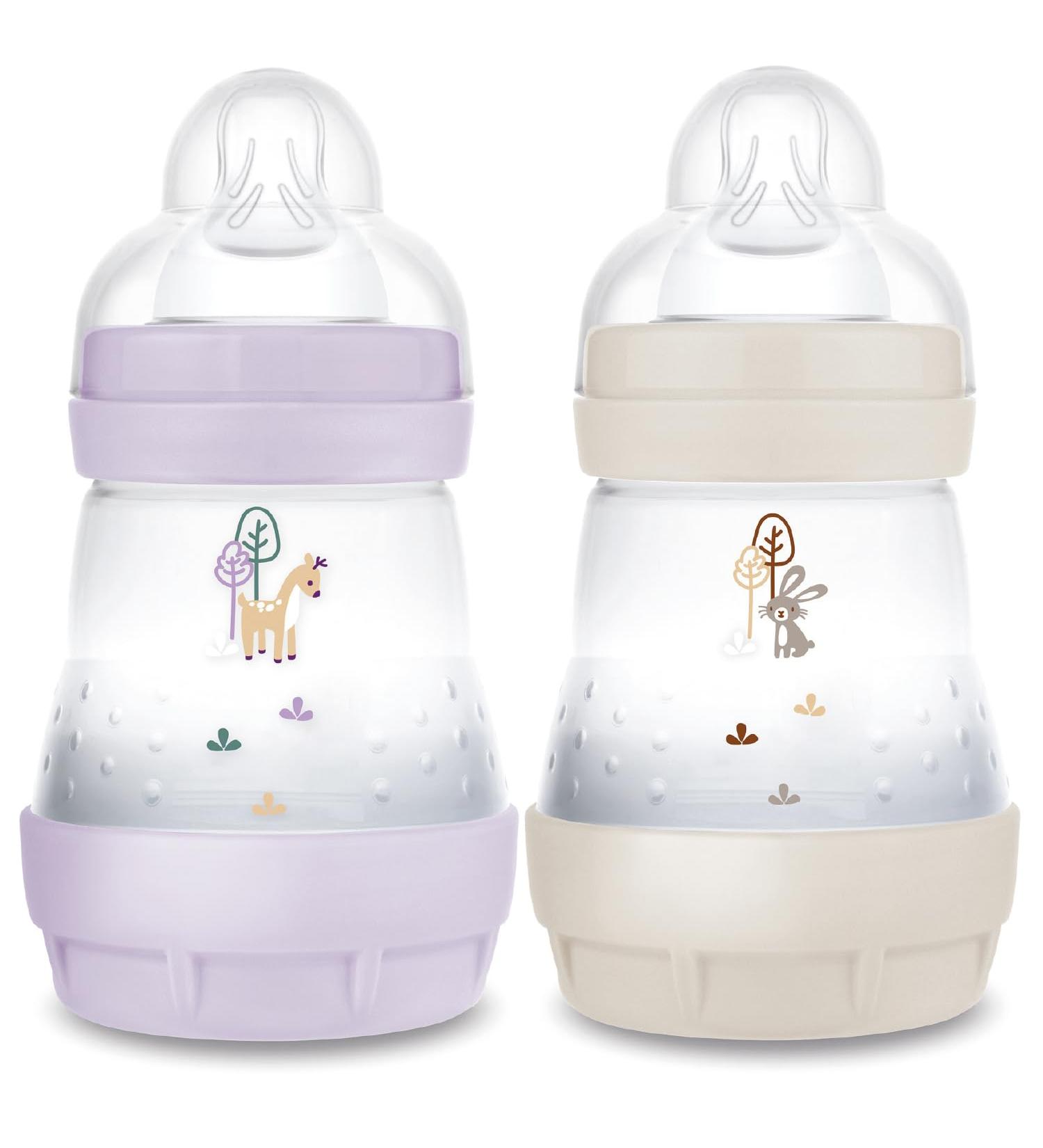 MAM 2 x Easy Start Anti-Colic Bottles 0+ Months Slow Flow (2 x 160 ml) Lilac + Sand - Feeding Bottle to Reduce Baby Colic and - Buy Online on GoSupps.com