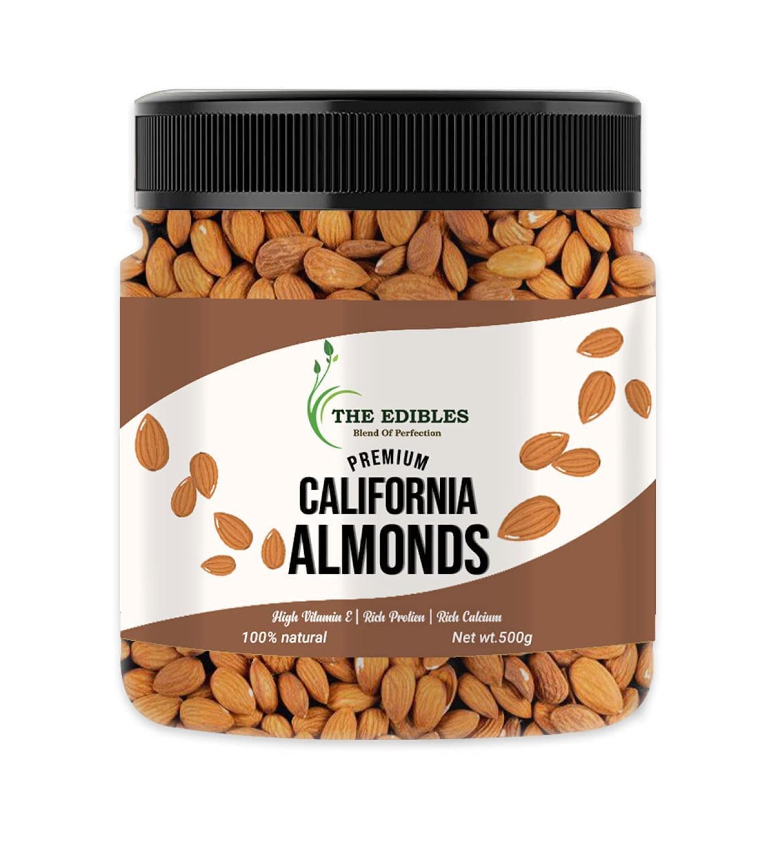 THE EDIBLES California Almond 250 gm - | California Badam Giri | American Almonds Dry Fruit Healthy Badam_Packing May Vary - Buy Online on GoSupps.com