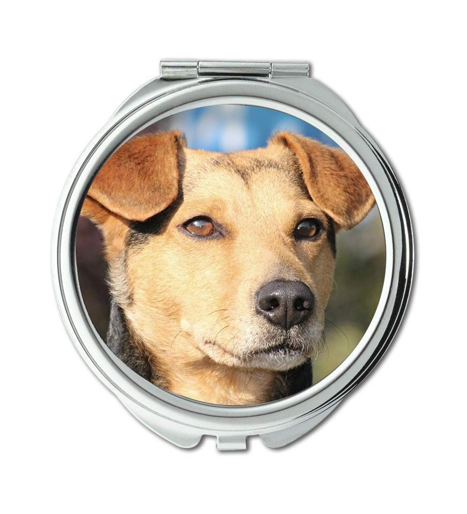 Mirror Travel Mirror Dog Hybrid Male Portrait Attention Vigilant Pet Pocket Mirror portable mirror - Buy Online on GoSupps.com