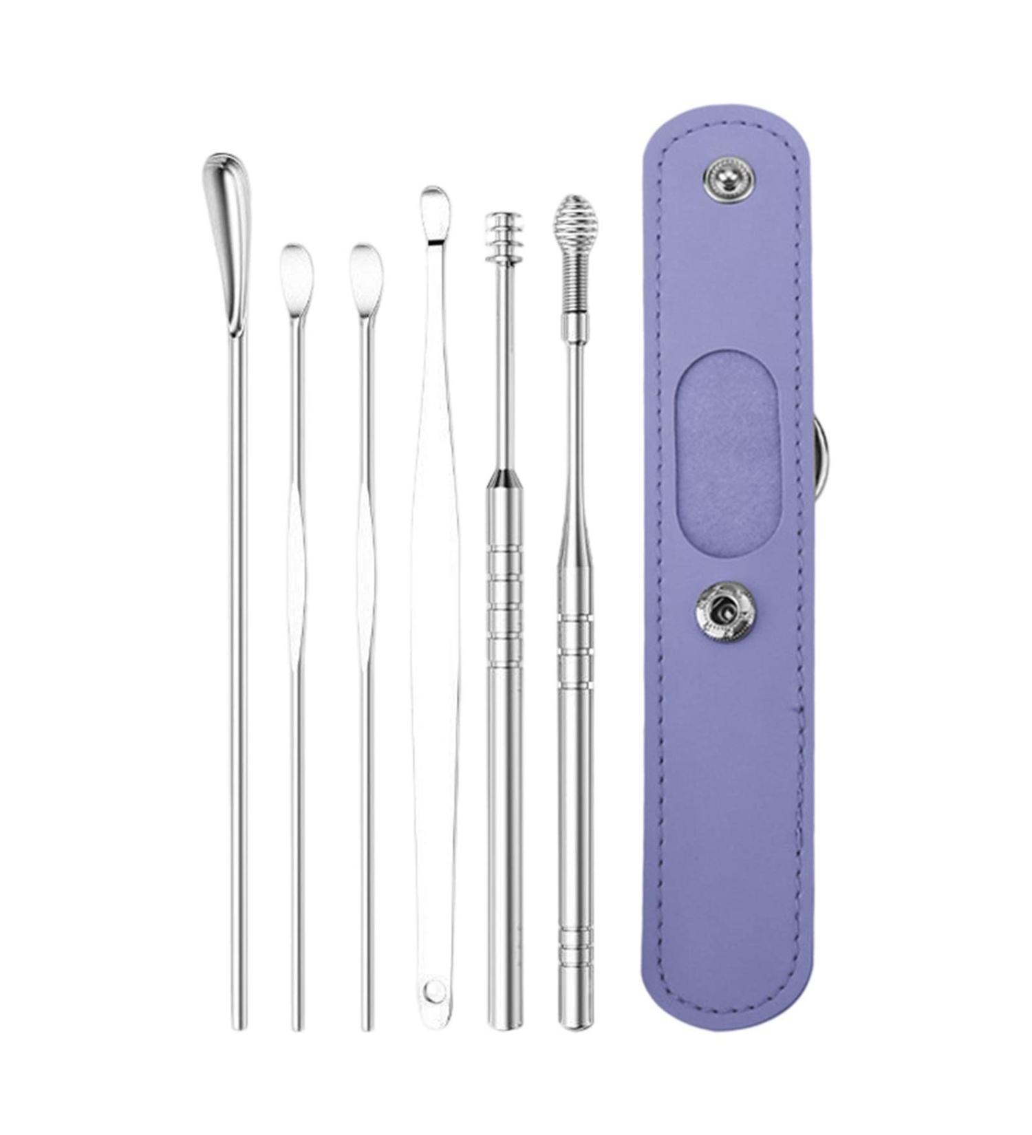 Stainless Steel Ear Wax Removal Kit with Storage Bag - Purple - Buy Online on GoSupps.com