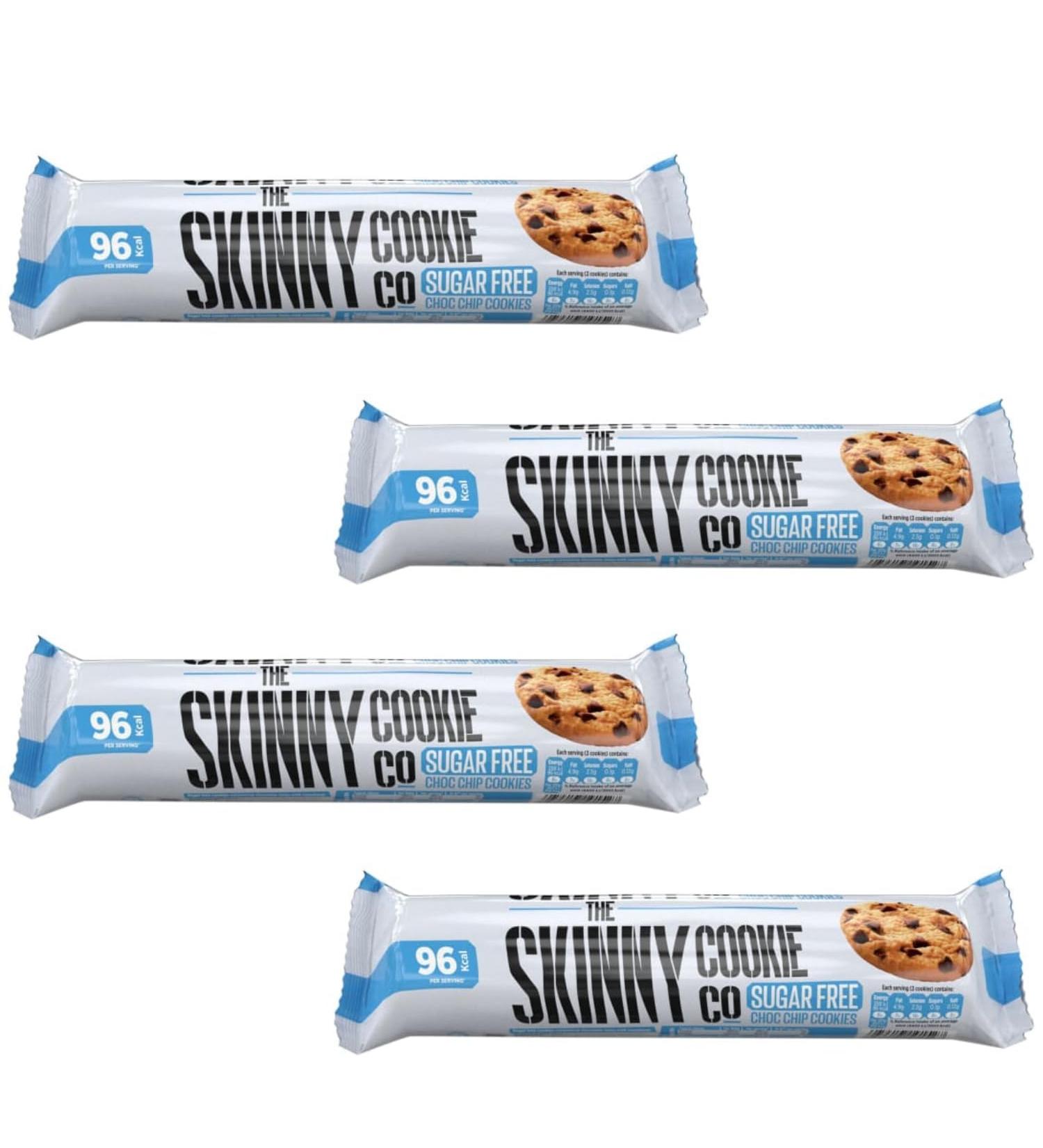 Thee Skinny Cookie Co Sugar Free Choc Chip Cookies - 96 calories per serving - Sugar Free Chocolate Chip Cookies - Pack of 4 x 230g