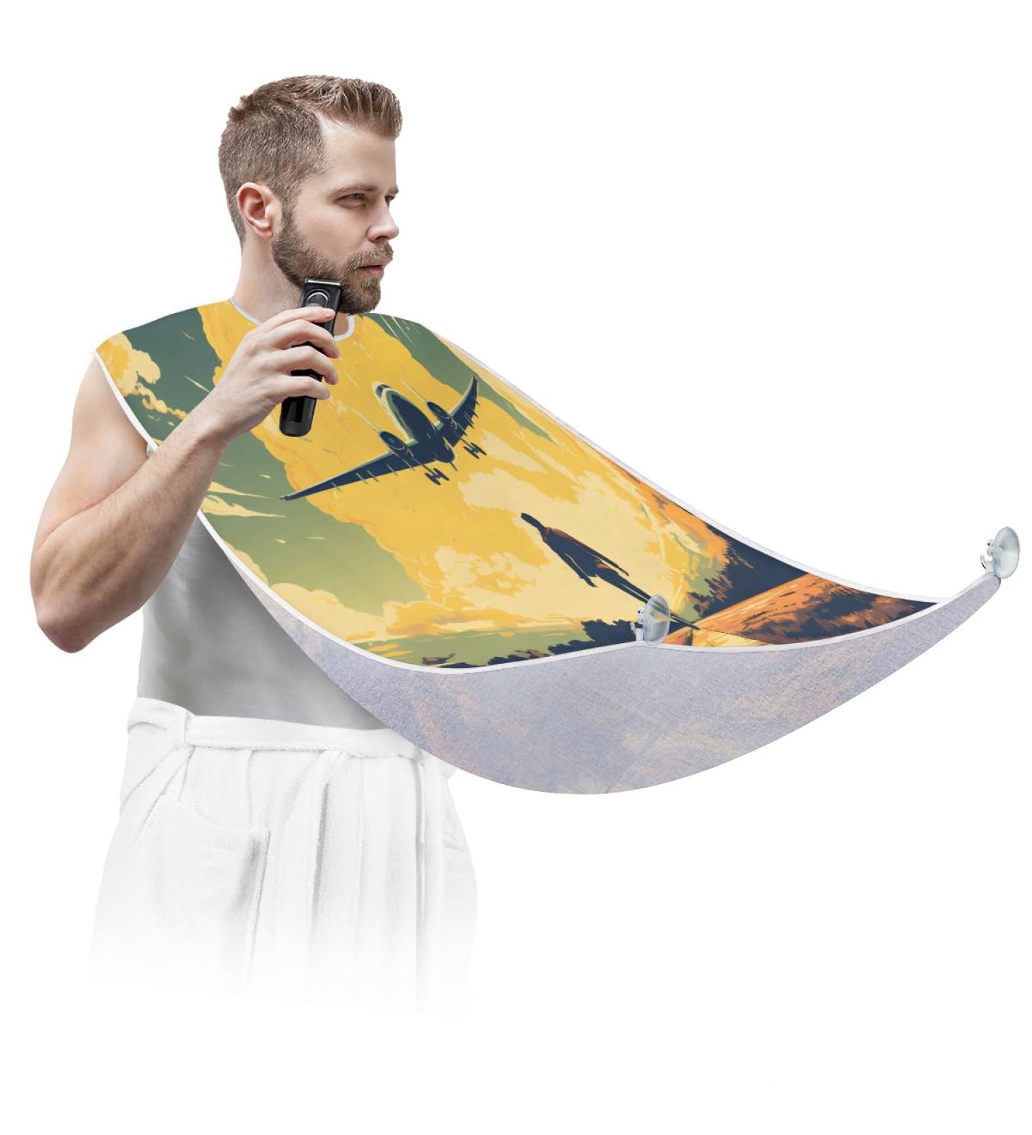 People Airplane Beard Bib Apron - Beard Hair Catcher for Men | Perfect Gift for Dad & Husband | Father's Day Anniversary Christmas - Buy Online on GoSupps.com