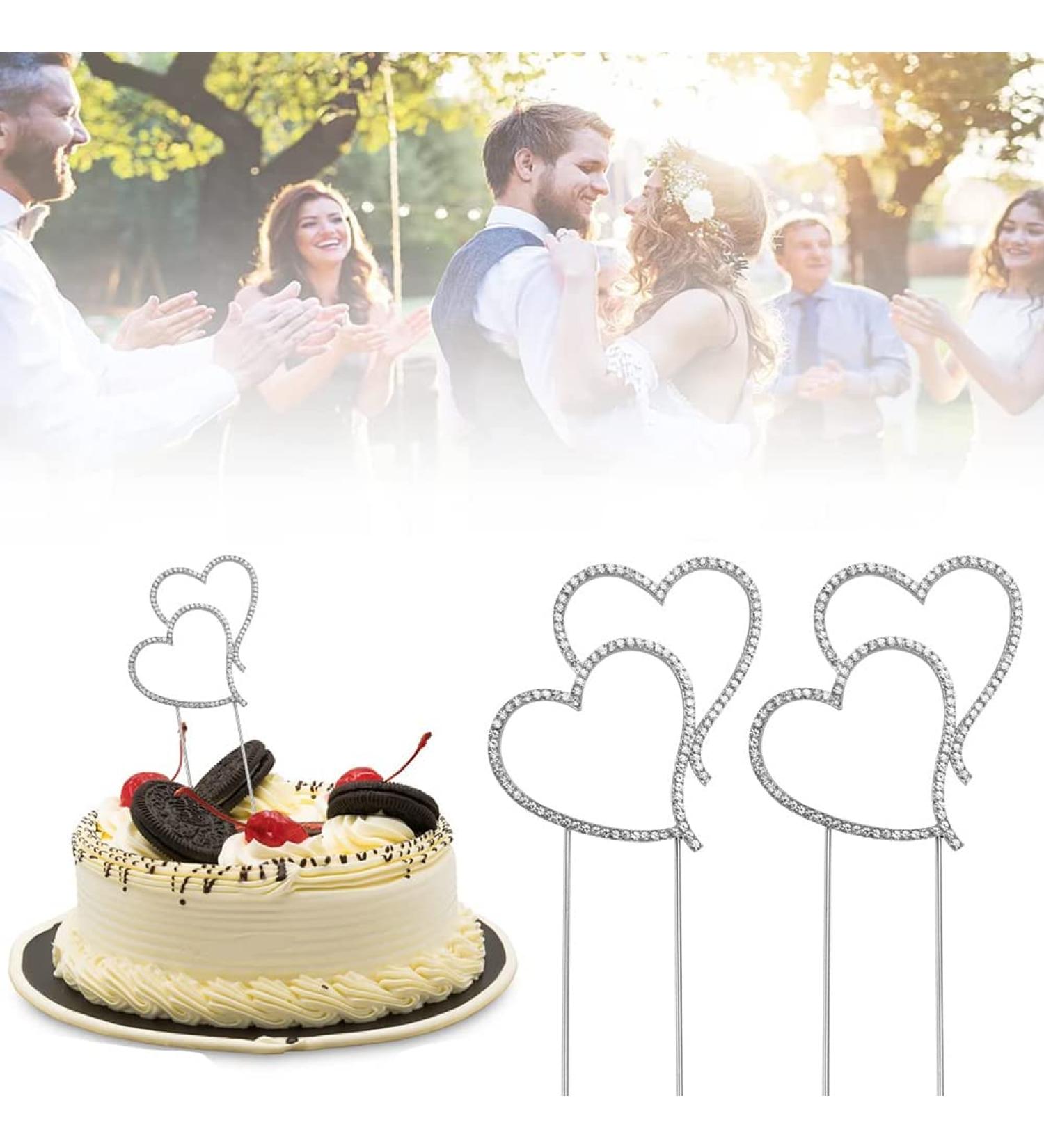 Skytowards Heart Cake Topper - Elegant Wedding Cake Decor | Crystal Torten Plug & Silver Cake Plug for Memorable Celebrations - Buy Online on GoSupps.com