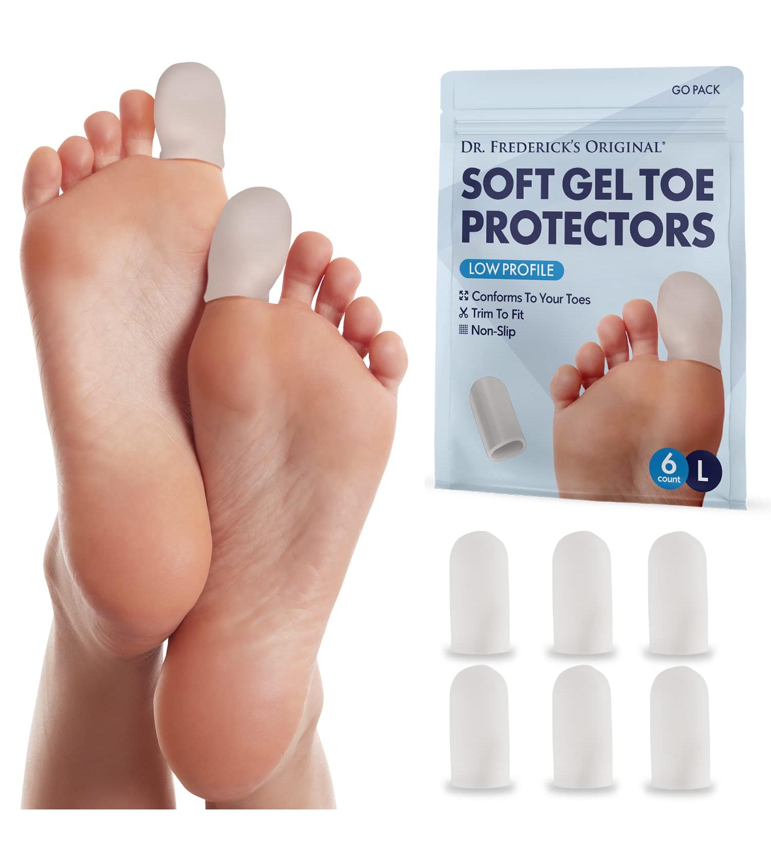 Dr. Frederick's Original Gel Toe Caps - 6 Pieces for Ingrown Toenail & Toe Protection - Large Size - Corns, Calluses, Blisters Guard - Pack of 6 - Buy Online on GoSupps.com