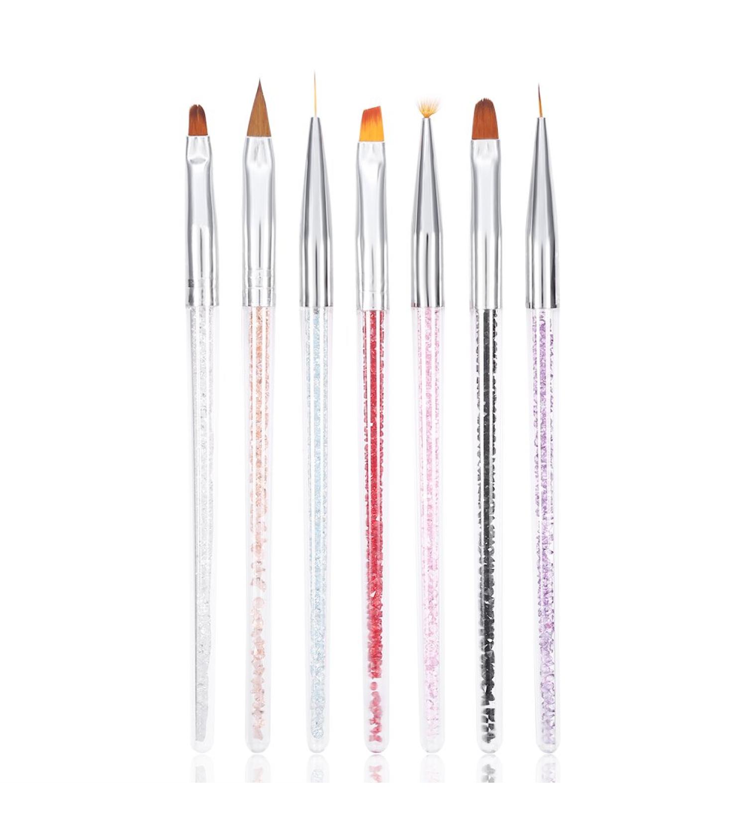 ANKROYU 7 Nail Art Pens Nail Art Brushes Nail Art Uv Gel Polishing Extension Pen with Glitter Handle Sculpting Brush Base Brush Flower Painting Brush for DIY Nail Art Designs - Buy Online on GoSupps.com