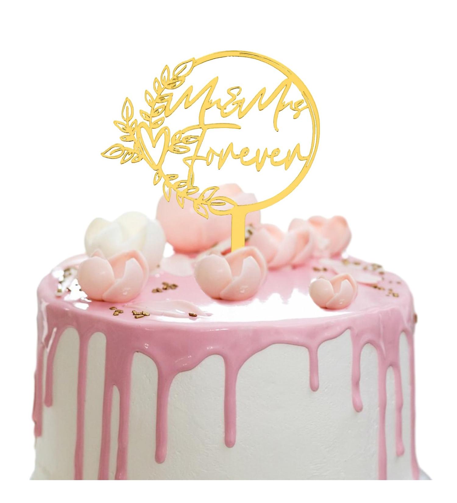 Amaxiu 2 Pack Mr and Mrs Forever Cake Toppers Gold Wedding Cake Toppers Double-Sided Glitter Cake Toppers Acrylic Cupcake Toppers Cake Decorations for Birthday Engagement Anniversary(Gold) - Buy Online on GoSupps.com