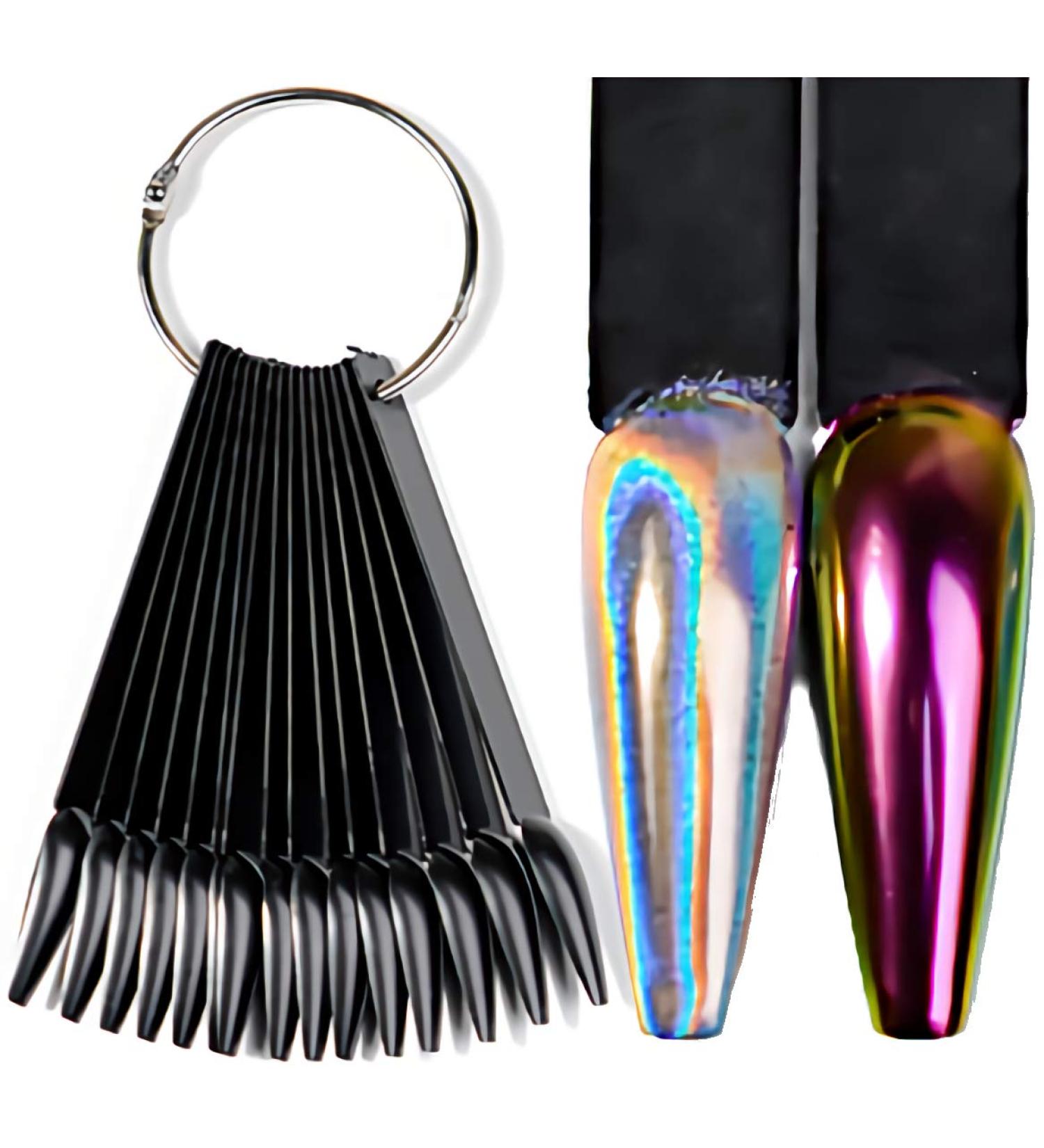 Color Pops fan on ring ++BALLERINA/COFFIN FORM BLACK++ Presentation display with 50 tips made of acrylic