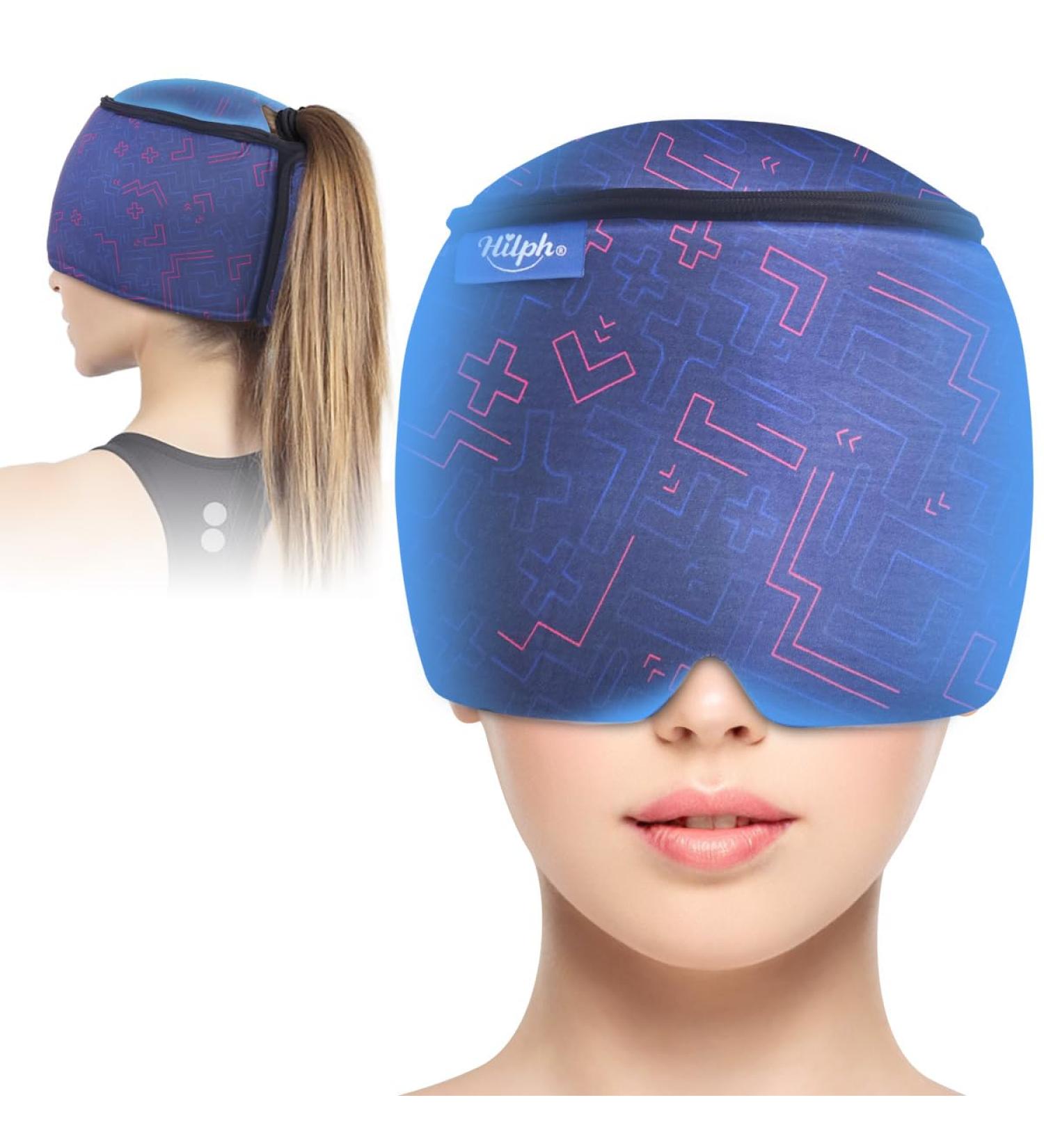 Hilph Migraine Hat - 360 Headache & Migraine Relief Cool Cap with Cooling Packs & Sleeping Mask | International Shipping Available - Buy Online on GoSupps.com