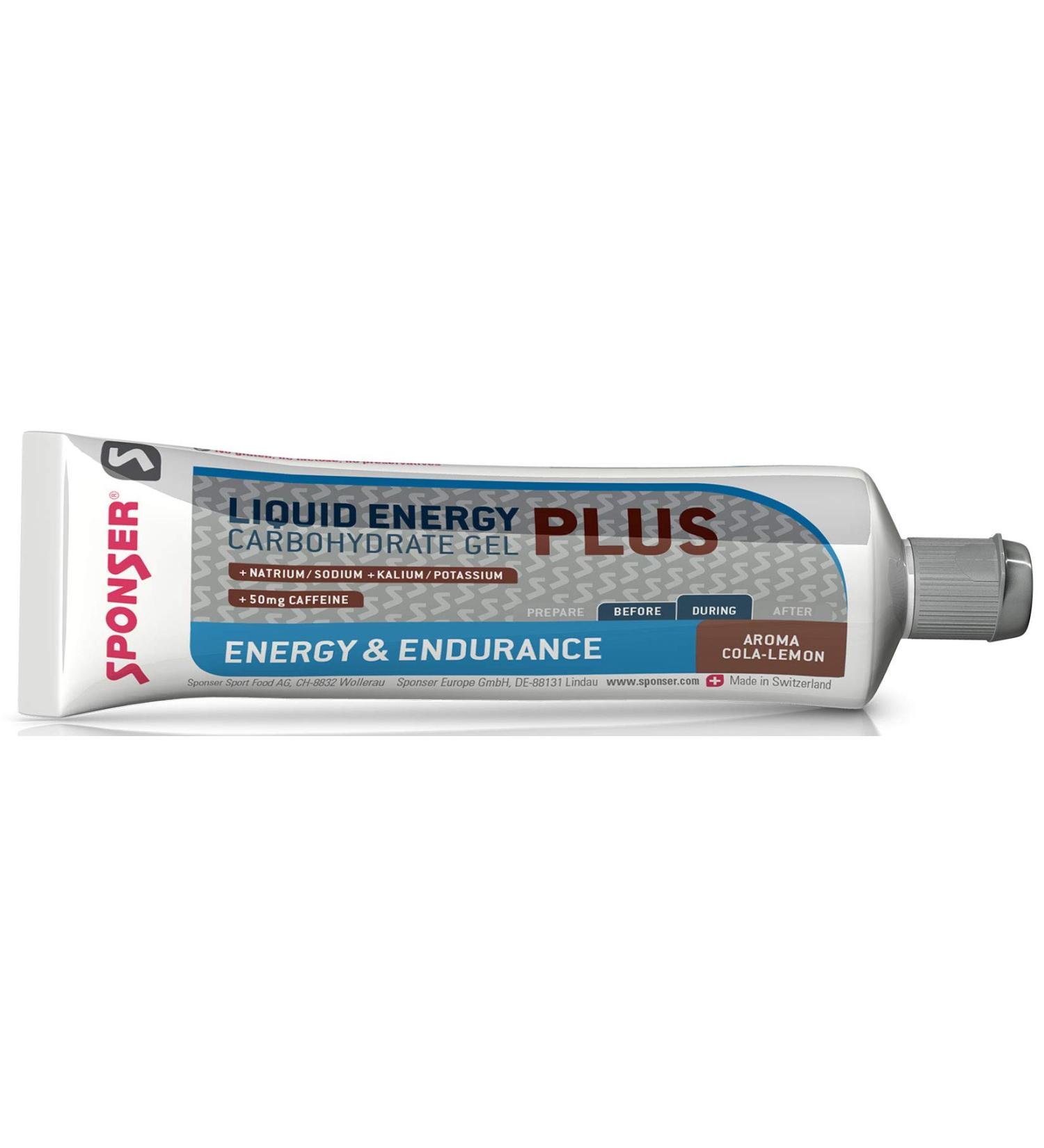 20 Liquid Energy Plus flavor Cola-Lemon for energy and extra resistance - Carbohydrate Gel with caffeine