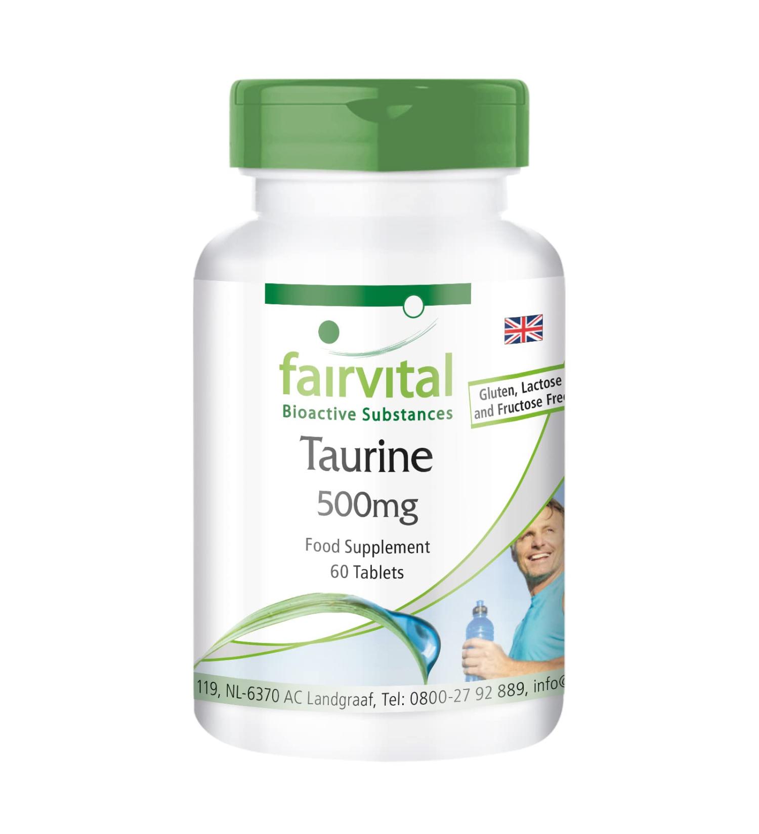 Fairvital Taurine 500mg Vegan High Dosage 60 Tablets - Buy Online on GoSupps.com