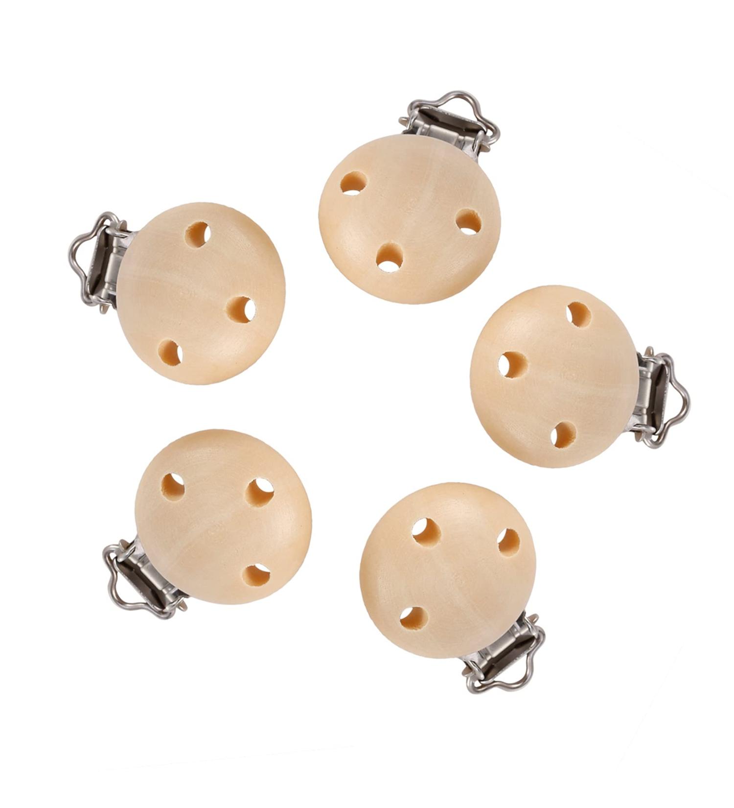Weisuo 5-Piece Natural Beech Wood Pacifier Clips & Toys - DIY Baby Pacifier Holder for Childhood Essentials & Stocking Charm - Buy Online on GoSupps.com