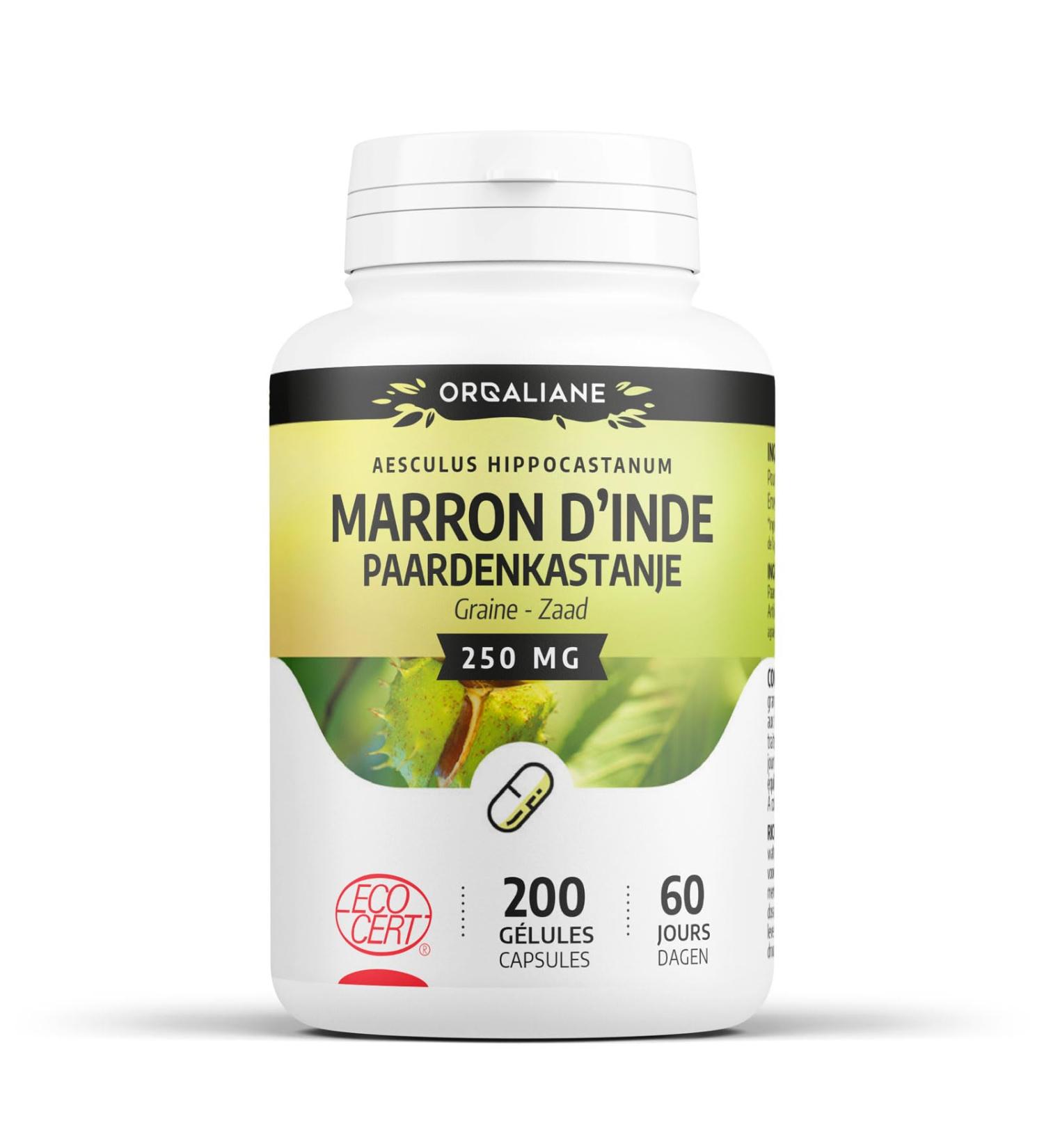 Organic horse chestnut 250 mg - 200 capsules - Ecocert certified - Buy Online on GoSupps.com