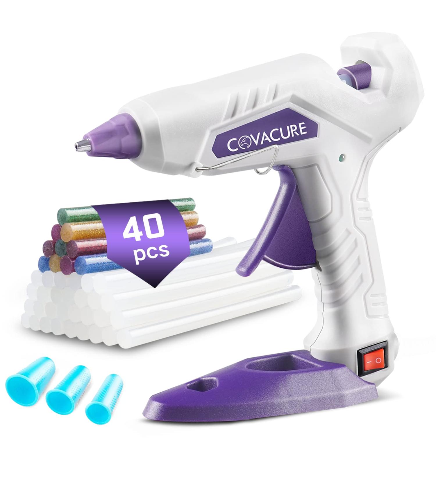 Covacure Kids Hot Glue Gun Kit with 40 Glue Sticks - Fast Heating & Drip Proof for Arts, Crafts, DIY - Includes Finger Protectors & Base Stand - Buy Online on GoSupps.com