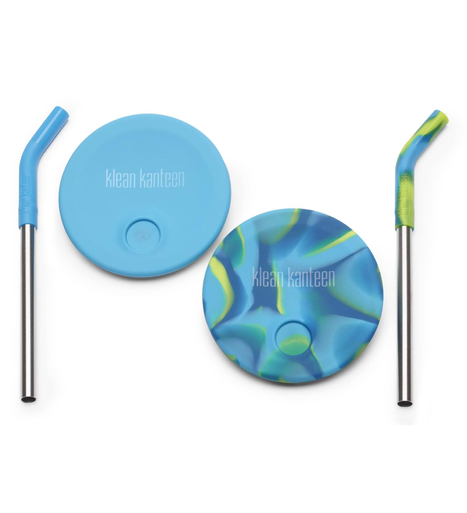 Klean Kanteen Kid Cup Straw Lid - 2 Pack - Blue Tie Dye