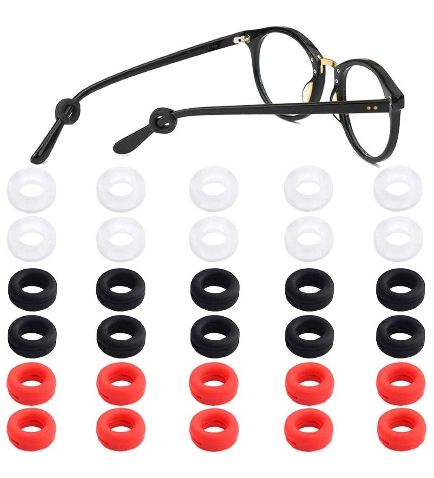 Jezomony Silicone Glasses Ironing Tips | Premium Anti-Slip Round Glasses Holder - 15 Pairs in 3 Colors for Sports Sunglasses & Reading Glasses - Buy Online on GoSupps.com