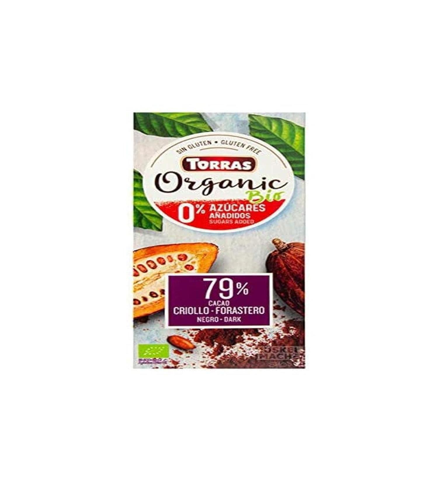  Torras Torras Chocolate Noir 79 Organic Hoop Forastier 10 Sugar Free 100 g - 100 g - Buy Online on GoSupps.com