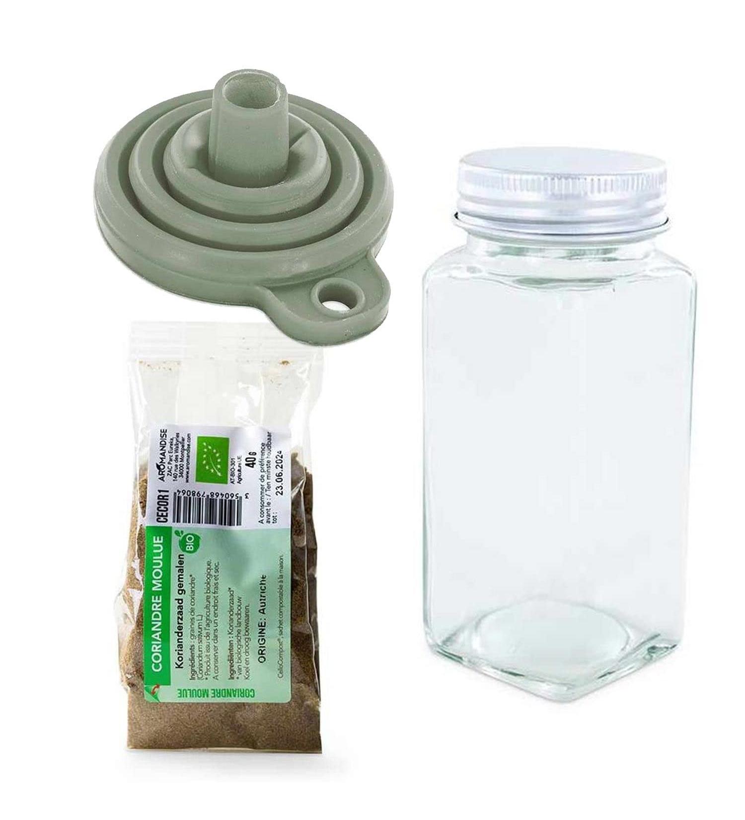 Spice Powder Bottle + Funnel + Ground Coriander 40g - Buy Online on GoSupps.com