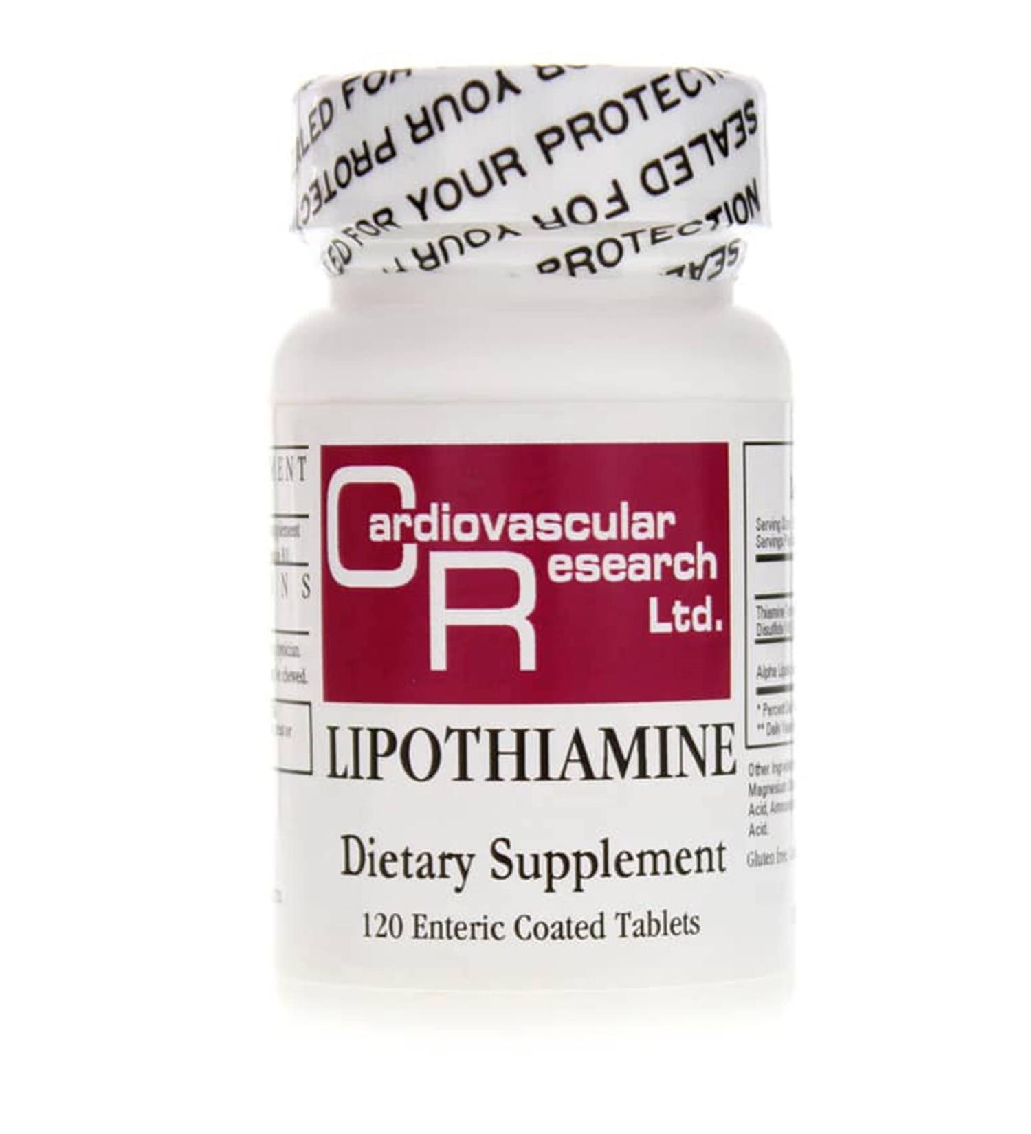 Cardiovascular Research Lipothiamine B Supplement 120 Tablets - Vitamin B1 Now with Alpha Lipoic Acid - 1 X 120 Count