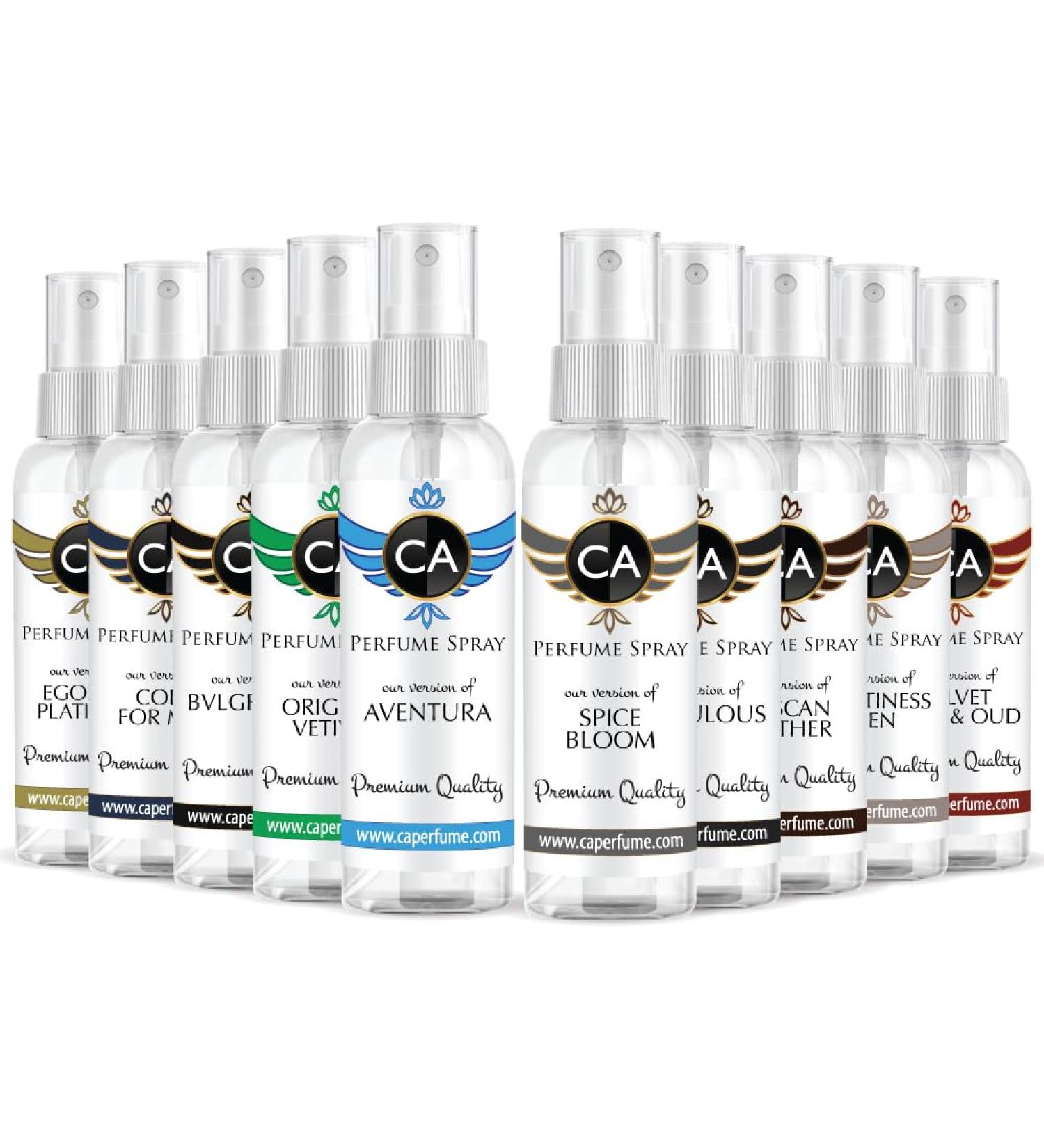 CA Perfume Spray Top 10 For Men (Aventura + Code + Bvlgr Man + Orjinal Vetiver + Platinum Egoiste + Velvet Rose Oud + F. Fabulous + Tuscan Leather + Spicebloom + Guiltiness Men) - Buy Online on GoSupps.com