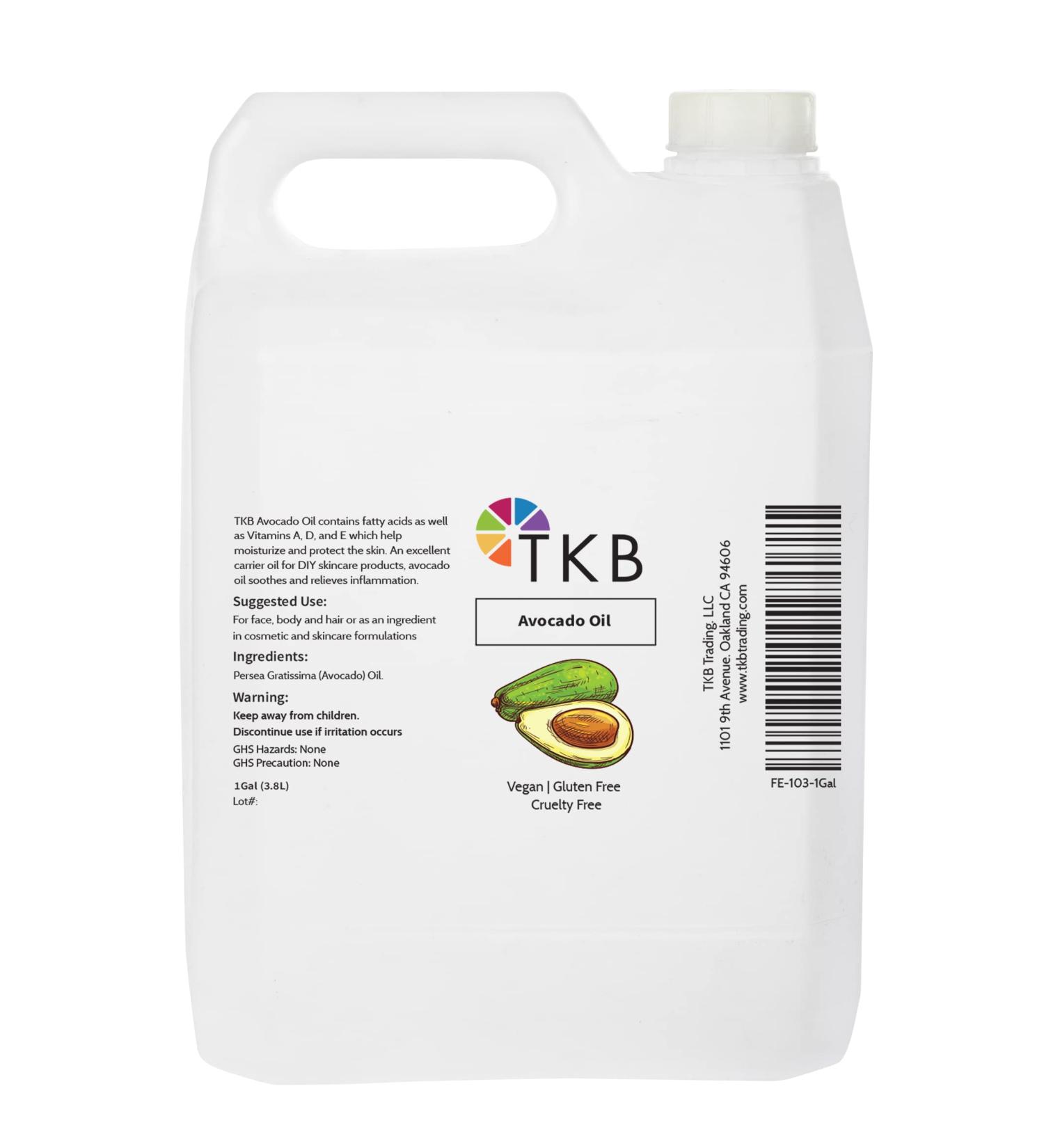 TKB Avocado Oil - Premium 1 Gallon (3.8L) for Face Body Hair & Nails | Made in USA - Shop Internationally - Buy Online on GoSupps.com