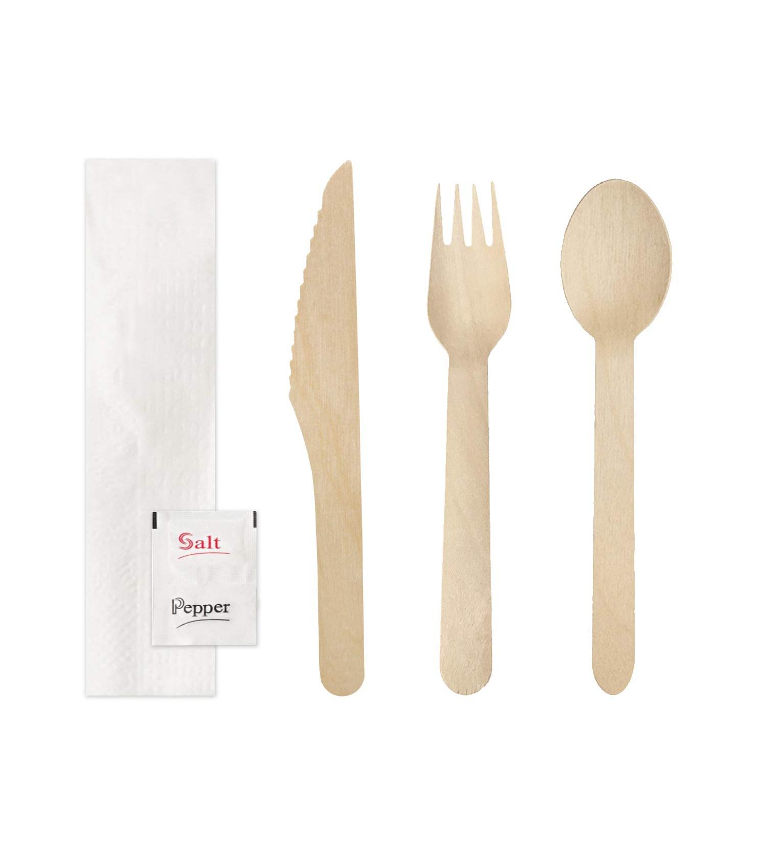 Party Essentials Disposable Wooden Cutlery Eco-Friendly Biodegradable 50 Bags of 6-PC Natural Birchwood - Buy Online on GoSupps.com