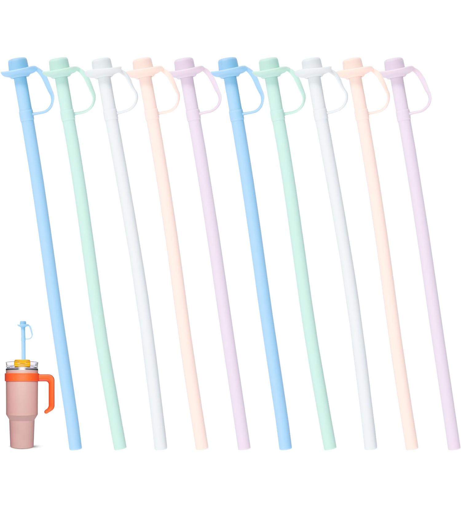 10 Pcs Replacement Silicone Straws 12 in Long Silicone Straw with Straw Cover Silicone Drinking Straws 5 Colors Tumbler Straw Dishwasher Safe Straws for Stanley 40oz 30oz 20oz Water Cup (Hat) - Buy Online on GoSupps.com