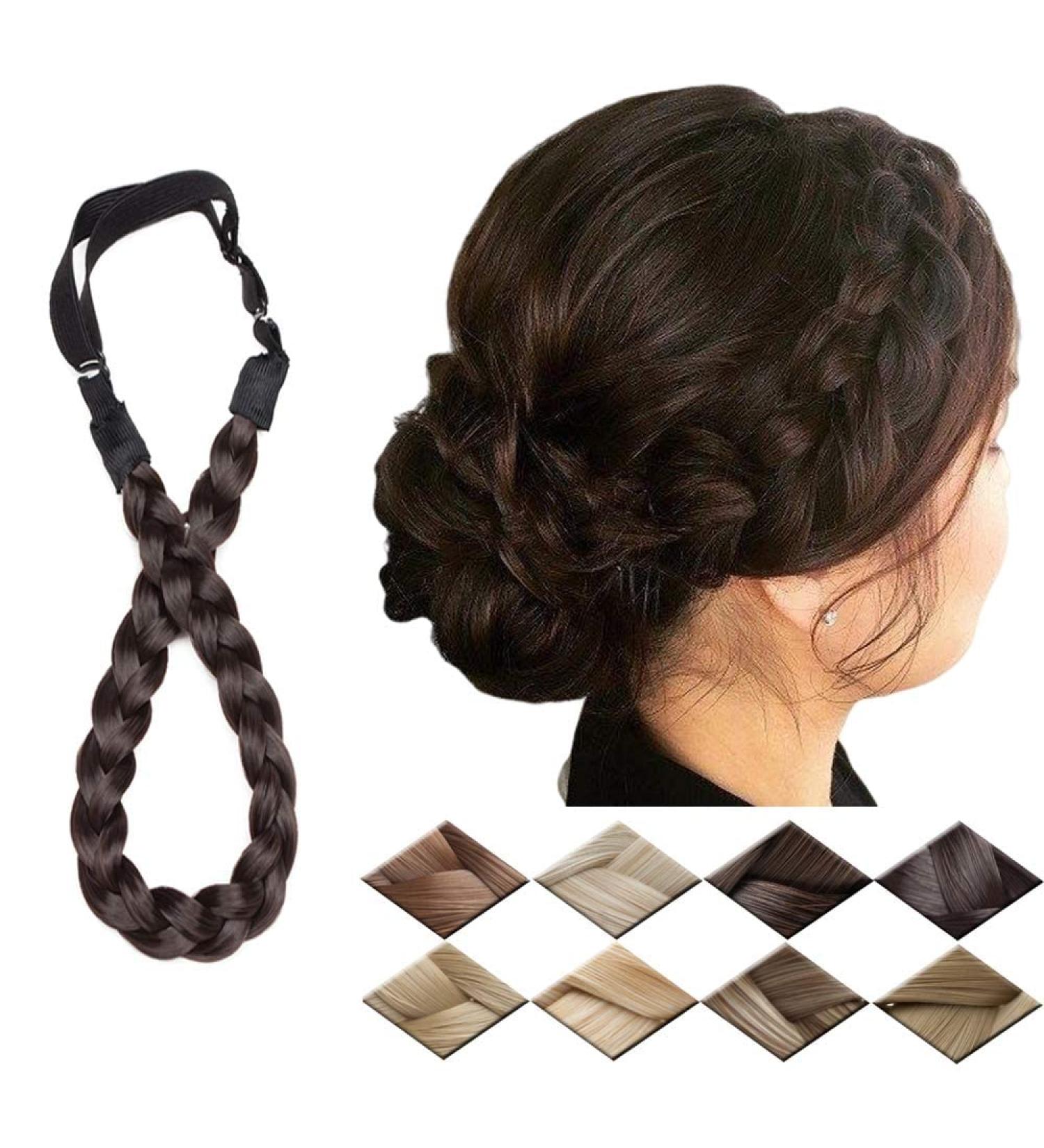 Chunky Dark Brown Braided Headband for Girls and Women | Elastic Stretch Hairpiece (Pack of 1) - Buy Online on GoSupps.com
