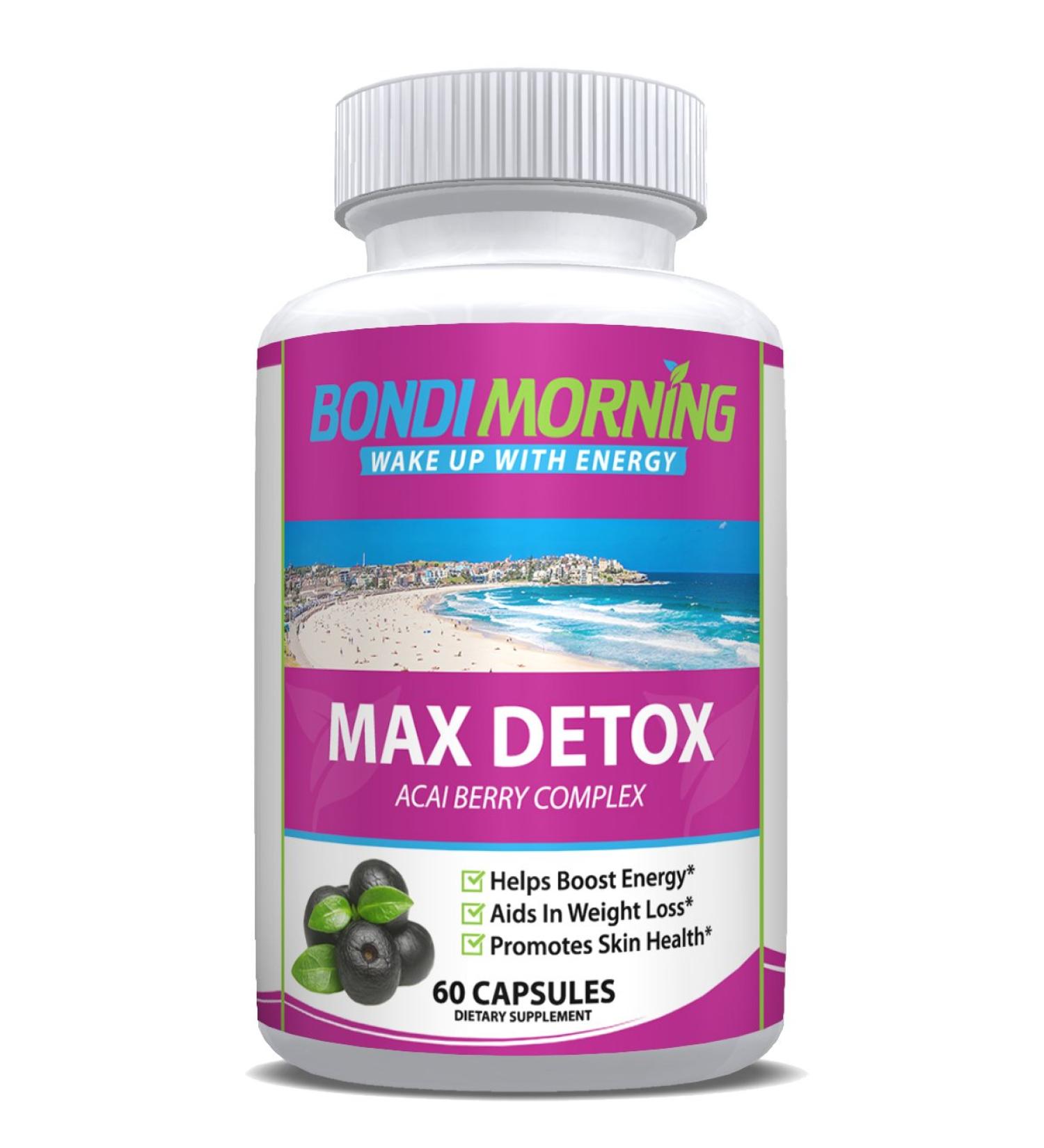 Max Detox Dietary Supplement | Natural & Safe Formula with Acai Berry, Papaya & Ginger | Promotes Colon Cleansing | 60 Capsules - Buy Online on GoSupps.com