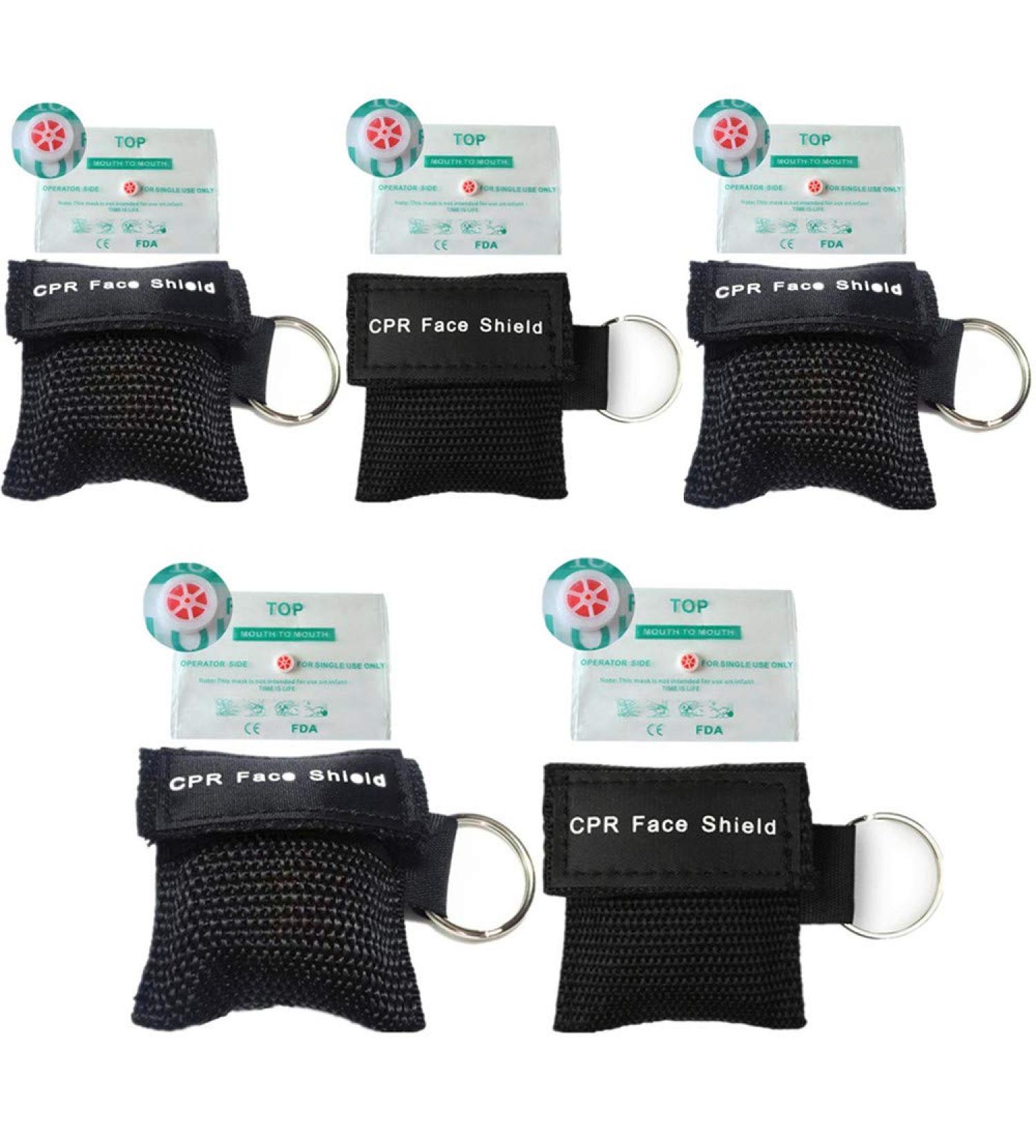 CPR Face Shields 5 Pcs Resuscitation Masks Keychain for First Aid Training (Black) - Buy Online on GoSupps.com